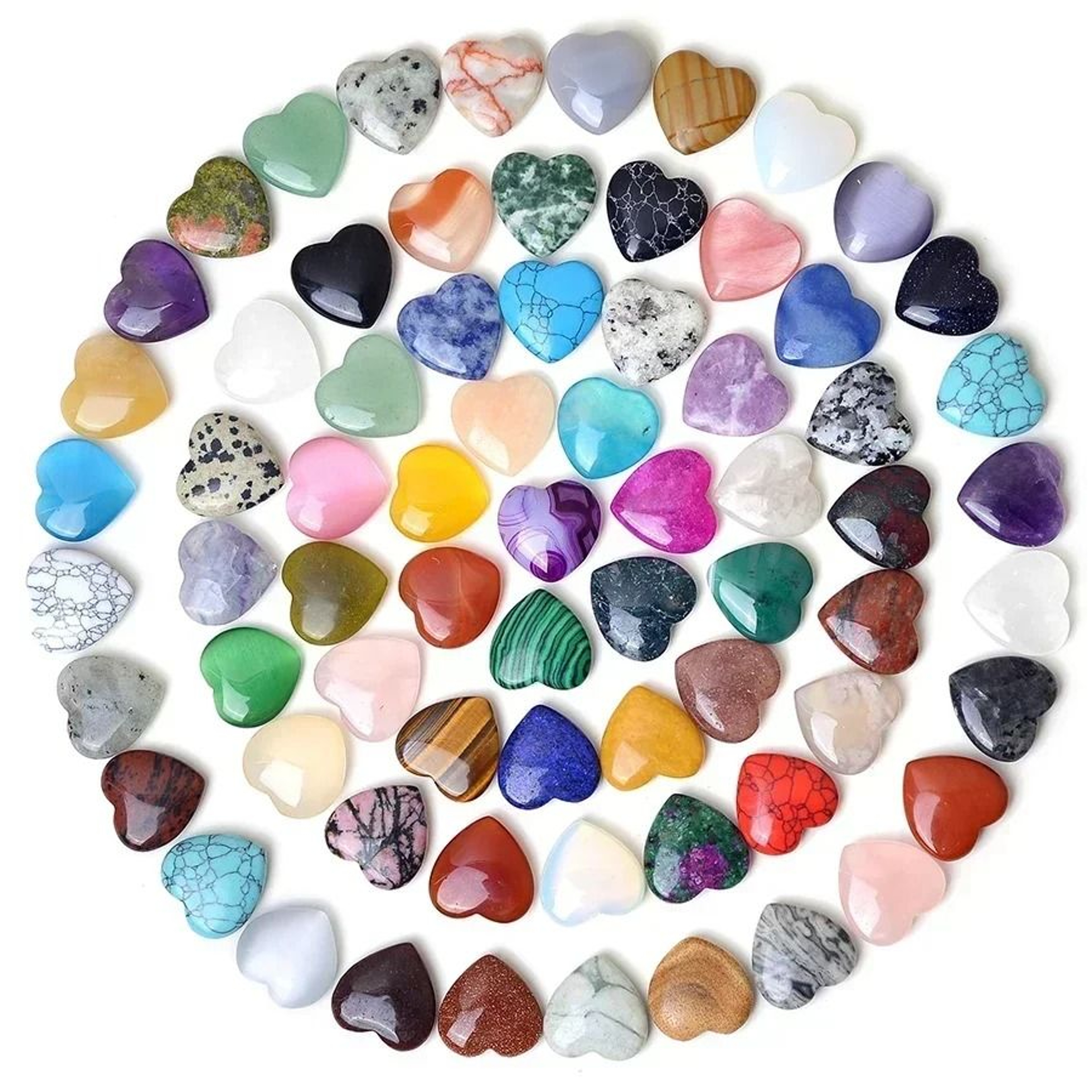 Heart Shaped Natural Crystal Stone Decoration Set 3