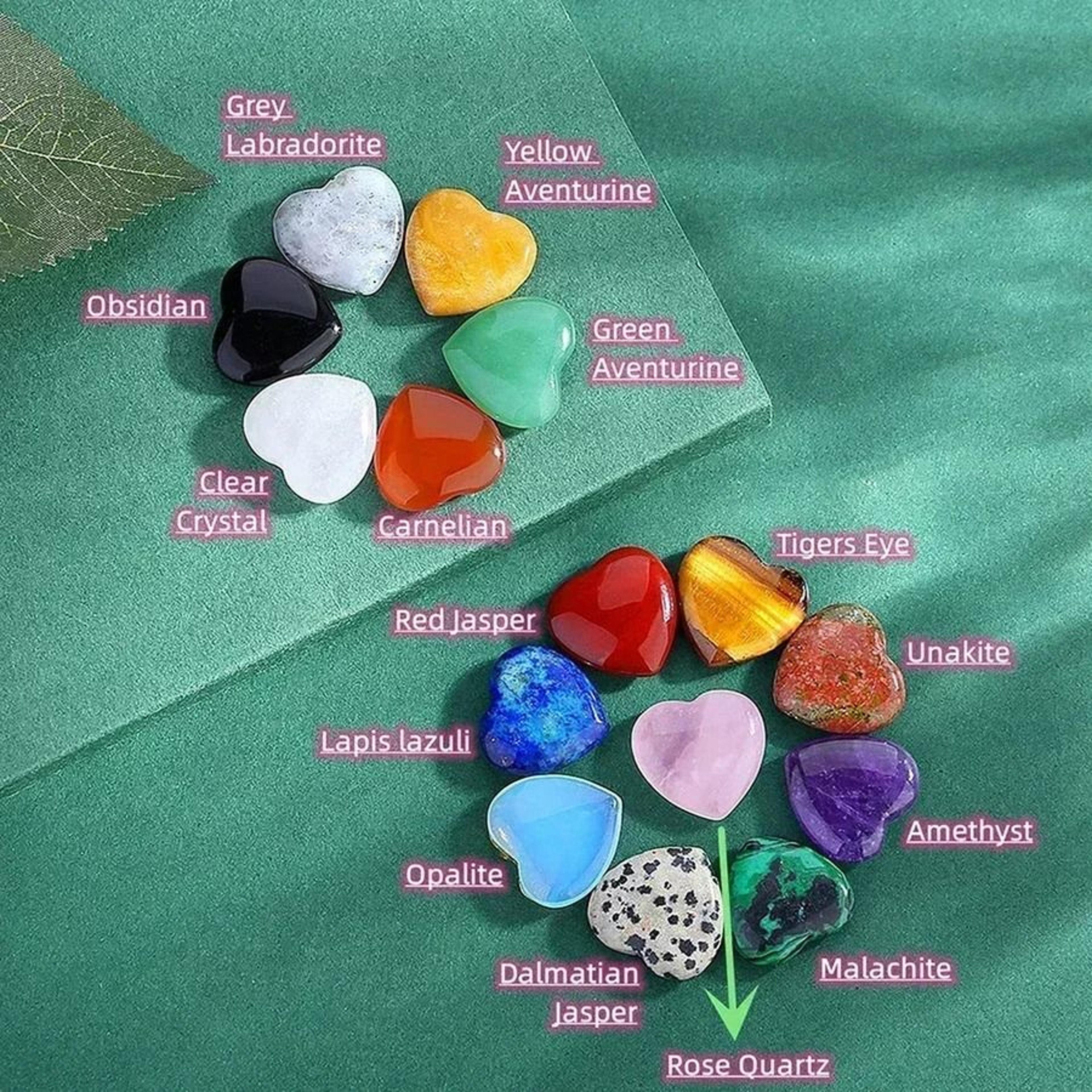 Heart Shaped Natural Crystal Stone Decoration Set 4