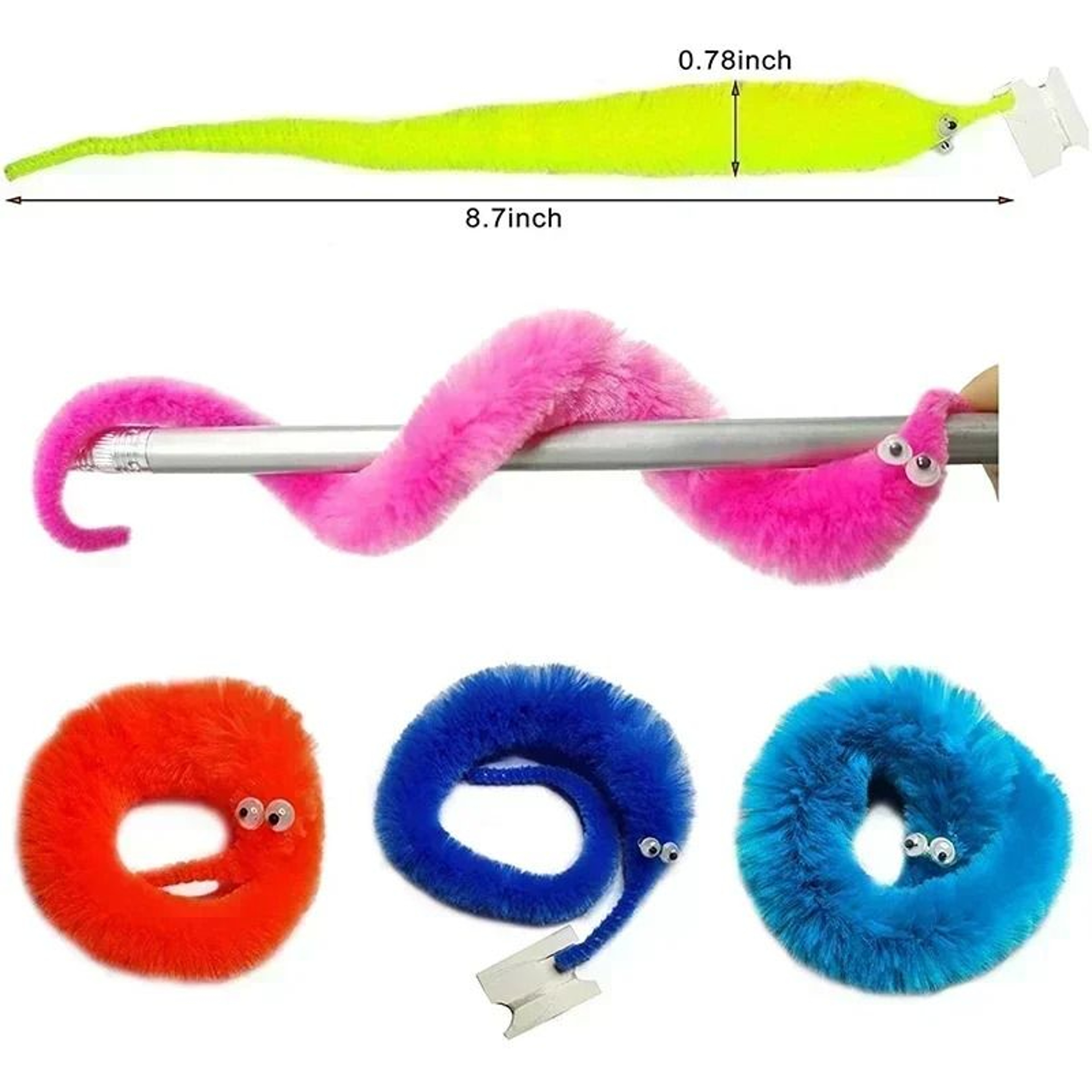 Magic Furry Worm Cat Teaser Toy Set 2