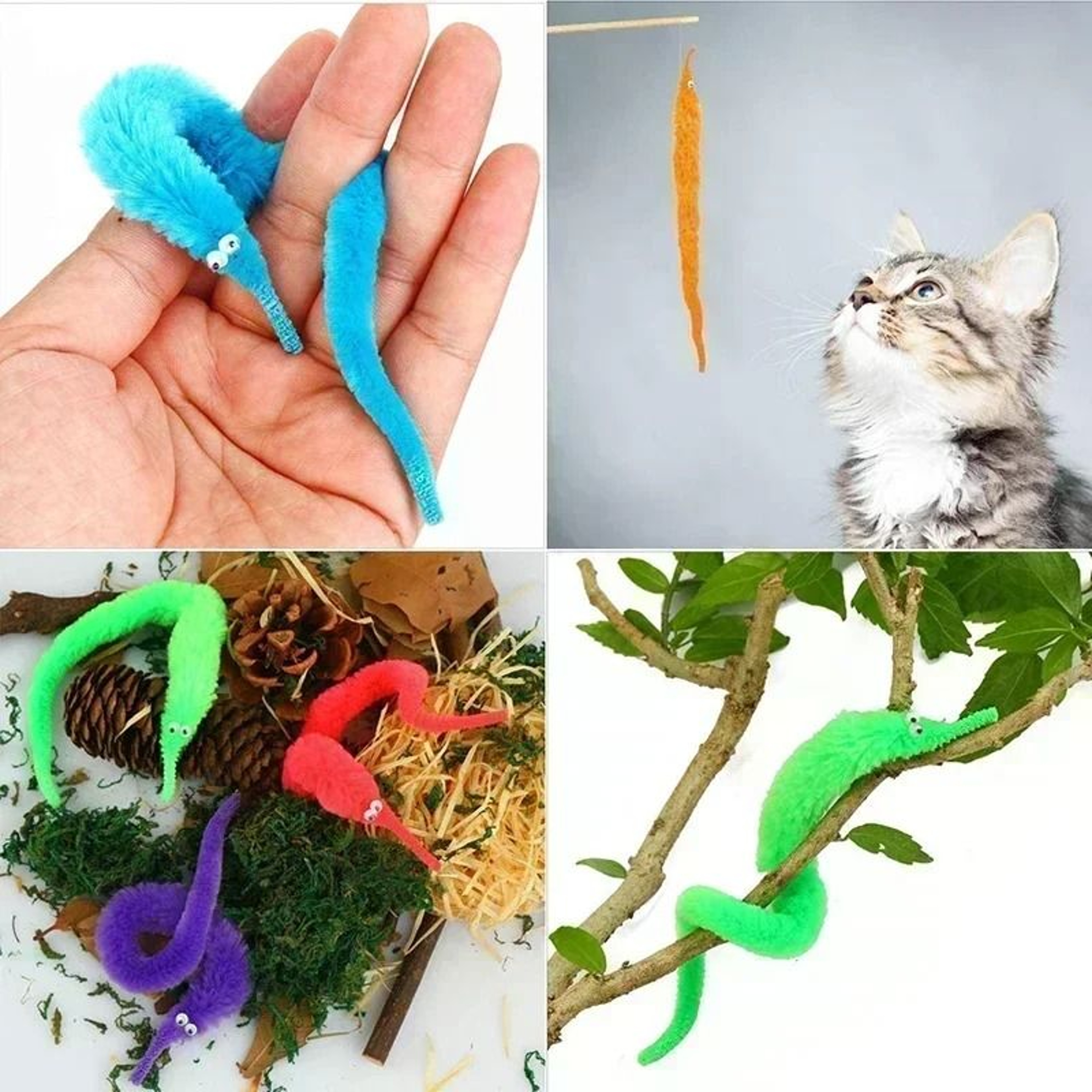 Magic Furry Worm Cat Teaser Toy Set 5