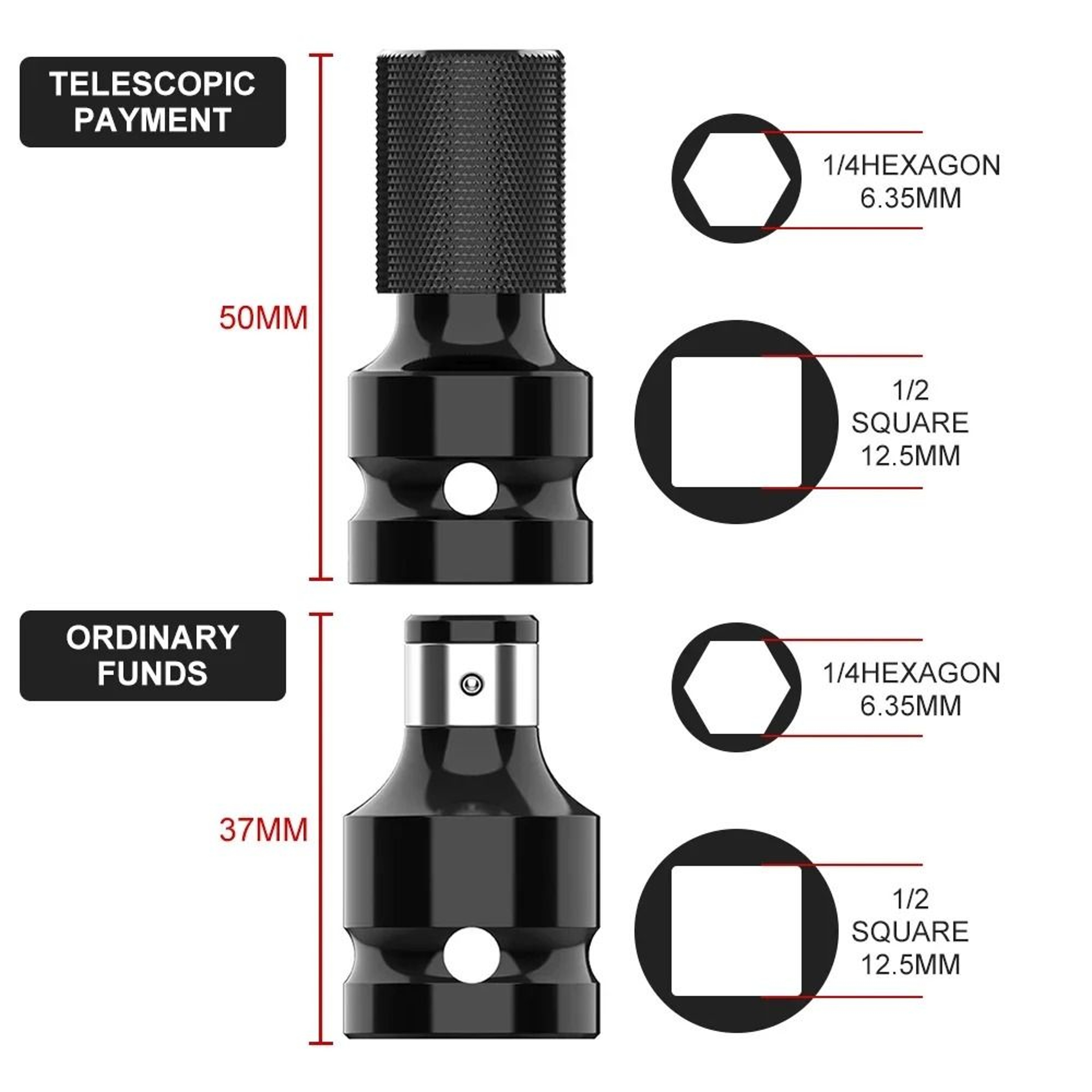 12 Inch Square To 14 Inch Hex Ratchet Socket Adapter 0