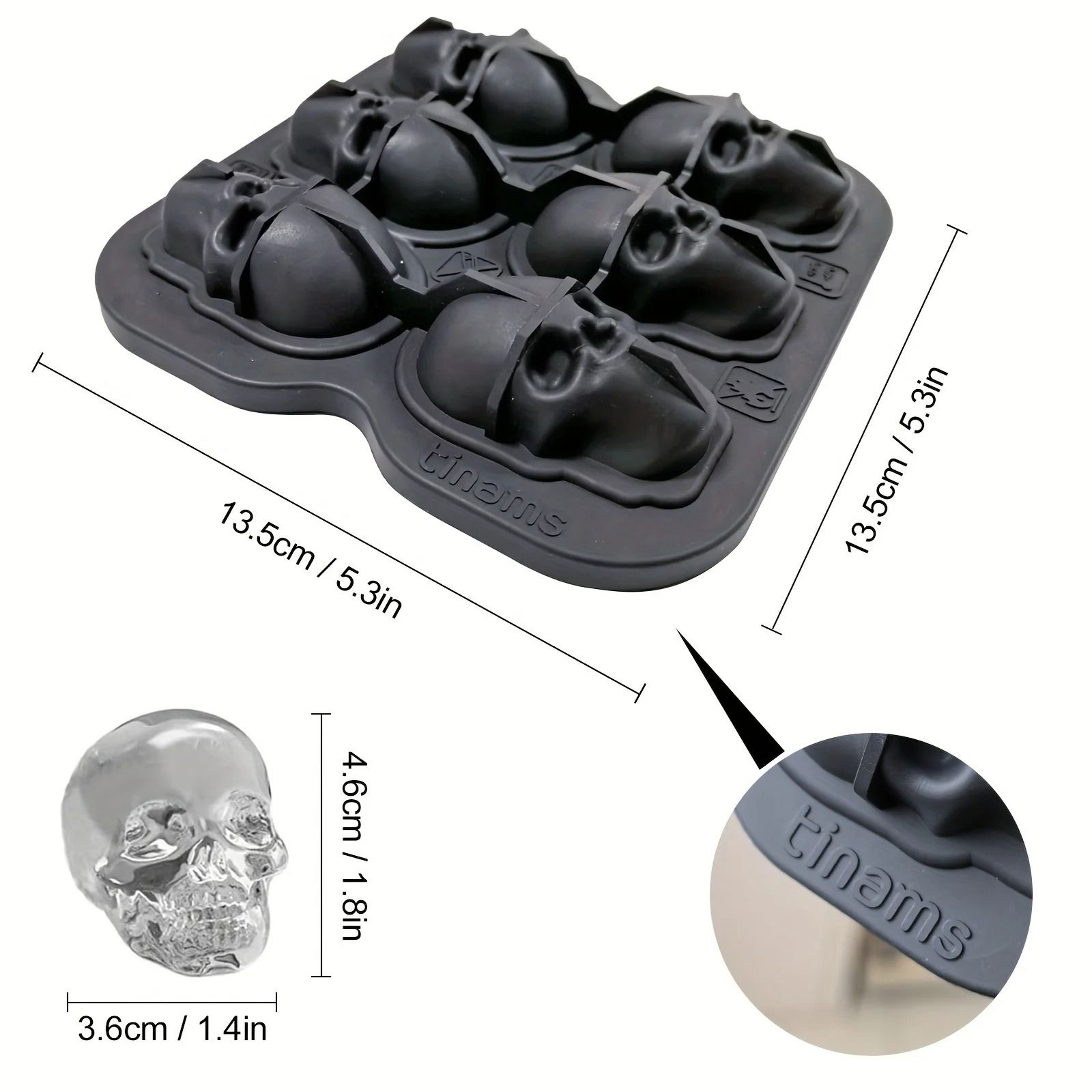 3D Skull Silicone Ice Ball Mold For Cocktails And Whiskey 5