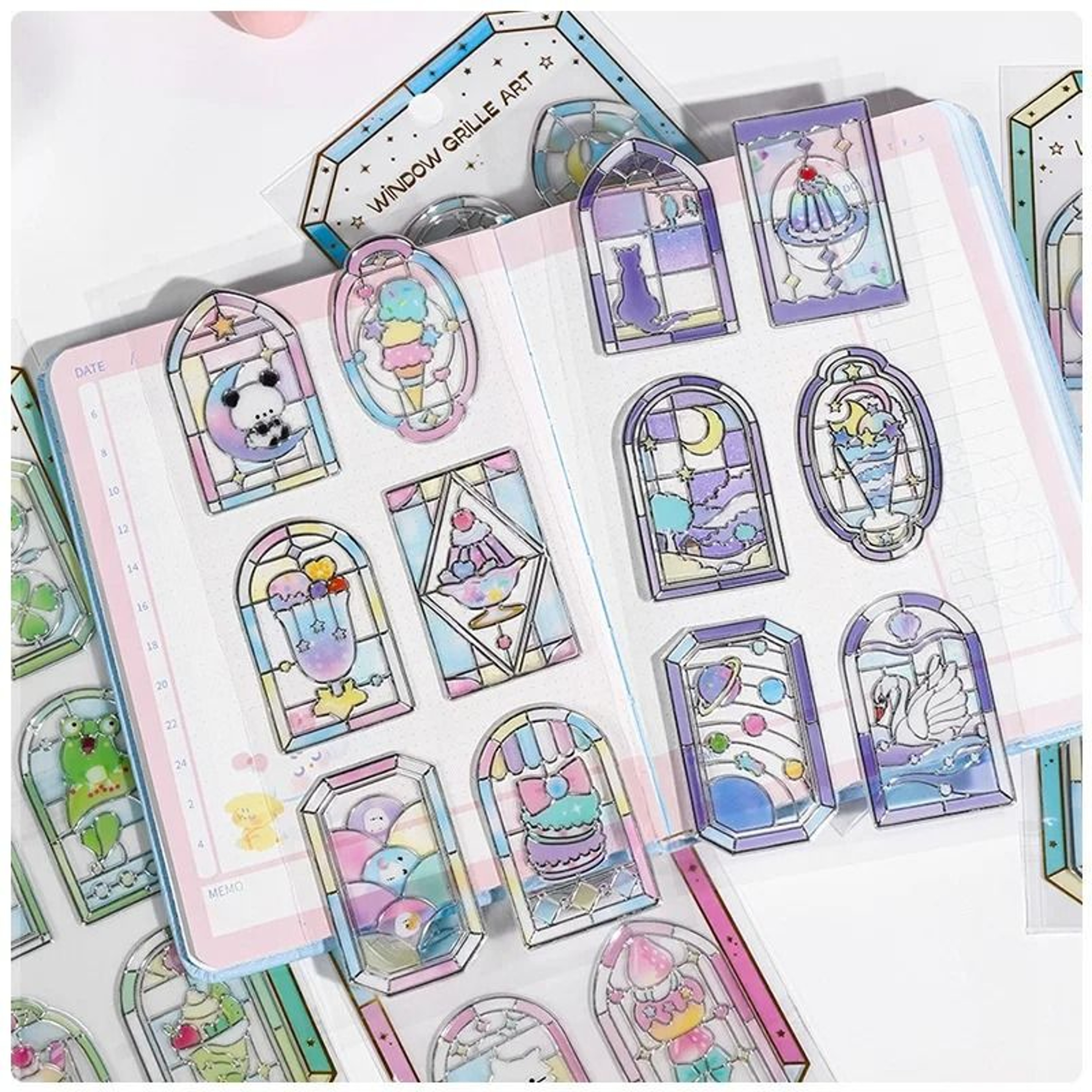 Japanese Kawaii 3D Stained Glass Dessert Scrapbook Stickers 2
