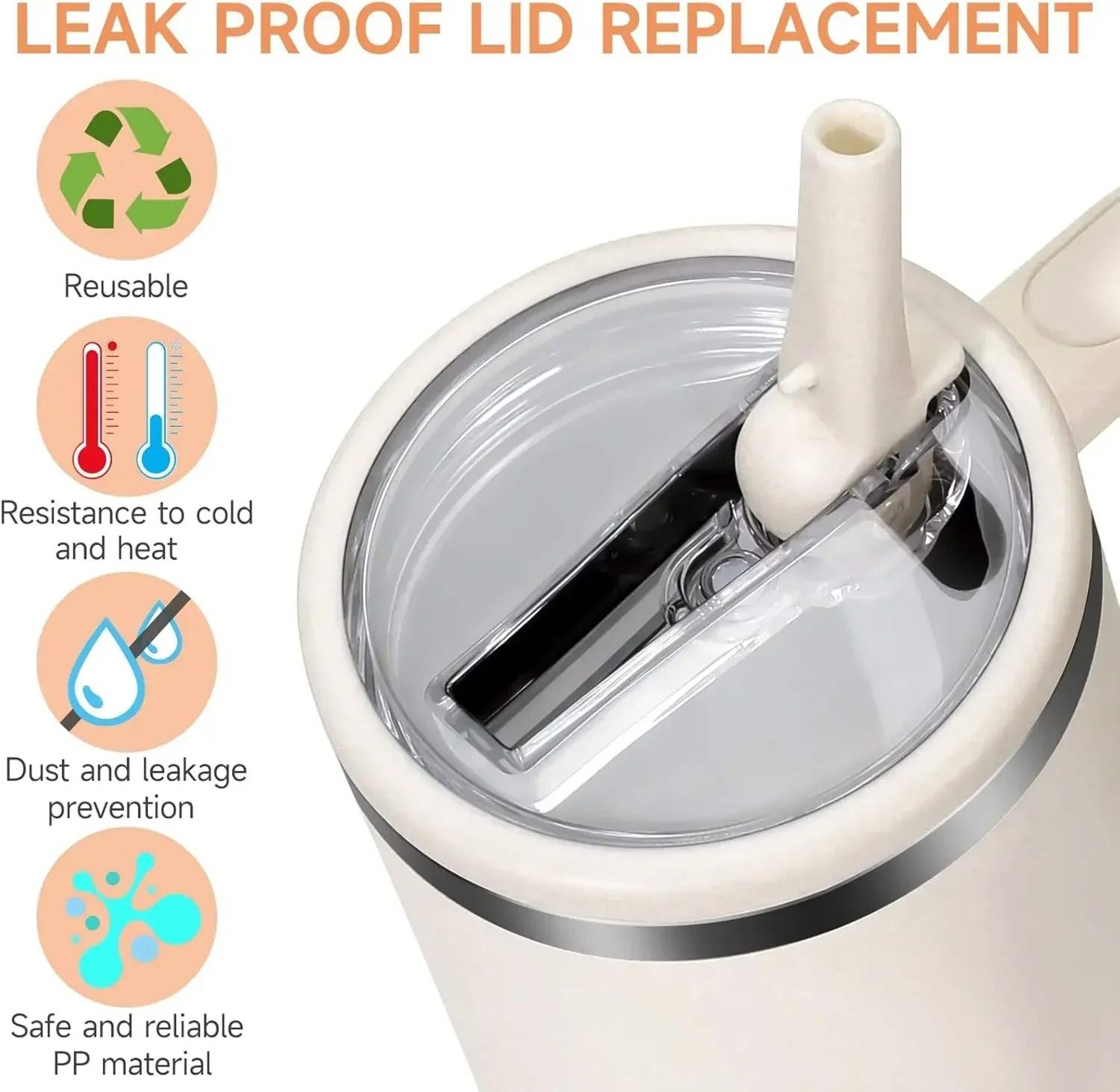 40 Oz Flip Straw Lid Replacement For Stanley Cup Leakproof Spill Resistant Tumbler Cover 1