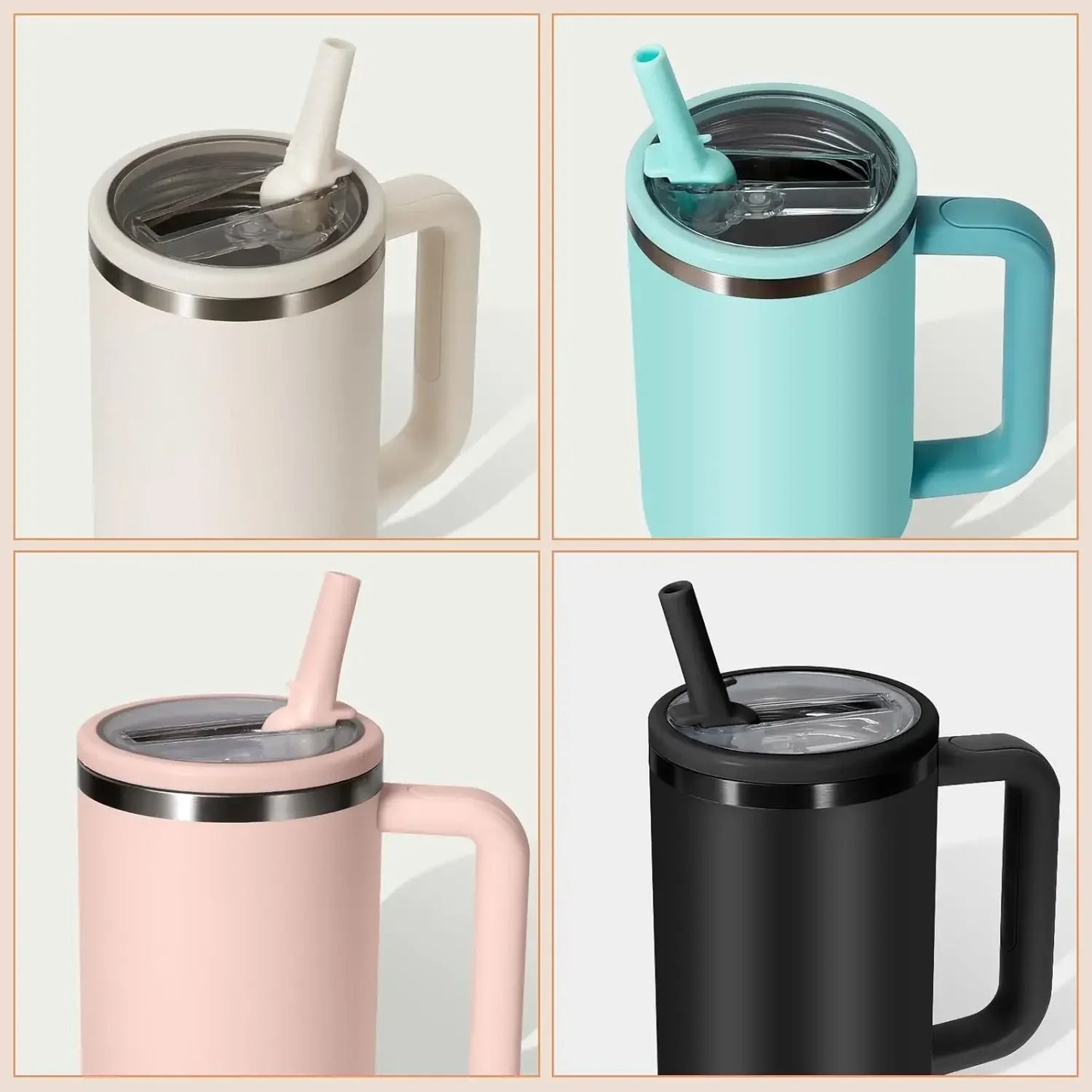 40 Oz Flip Straw Lid Replacement For Stanley Cup Leakproof Spill Resistant Tumbler Cover 4