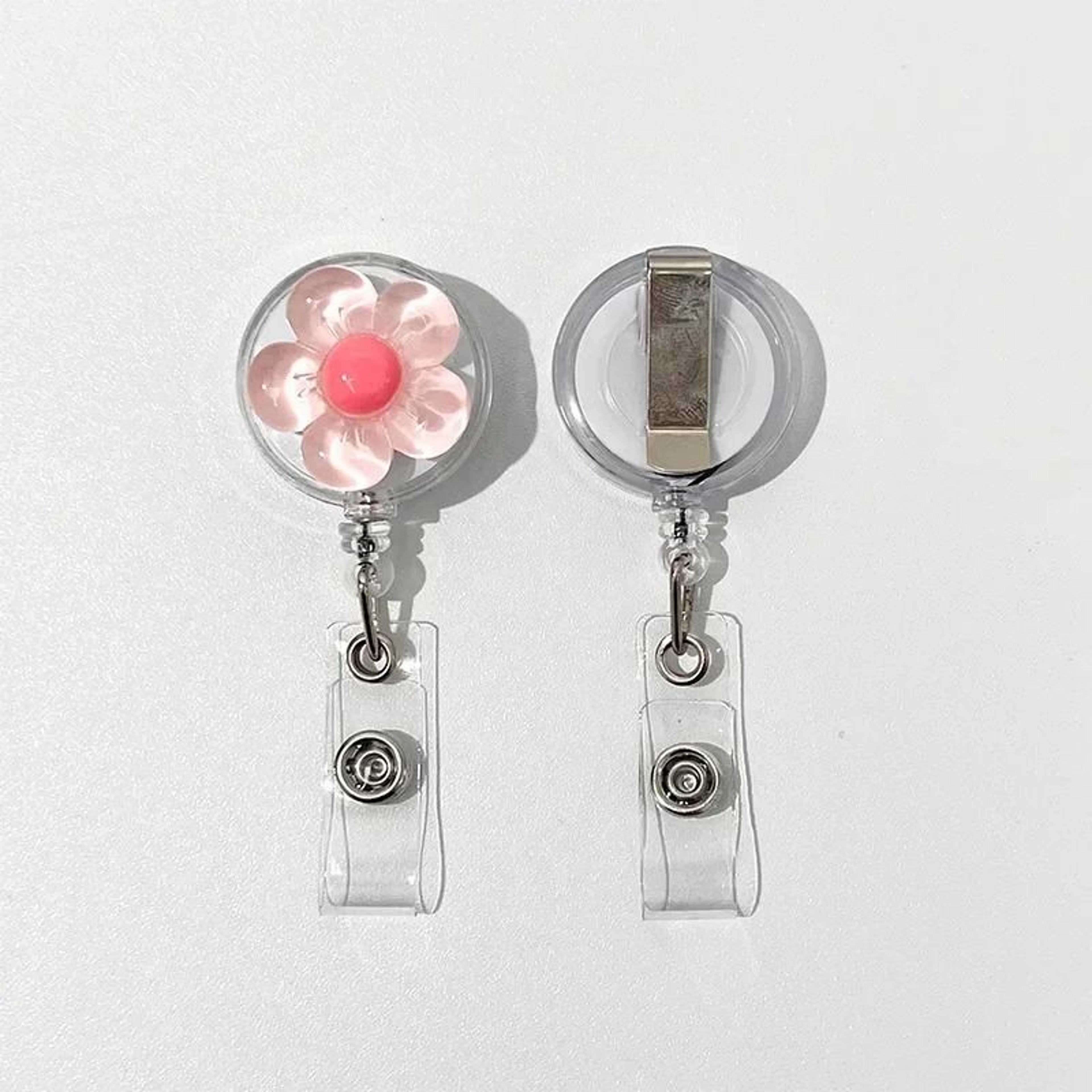 2 Or 5 Pack Retractable Flower Badge Reel With ID Card Holder Clip For Name Tags And Keys 2