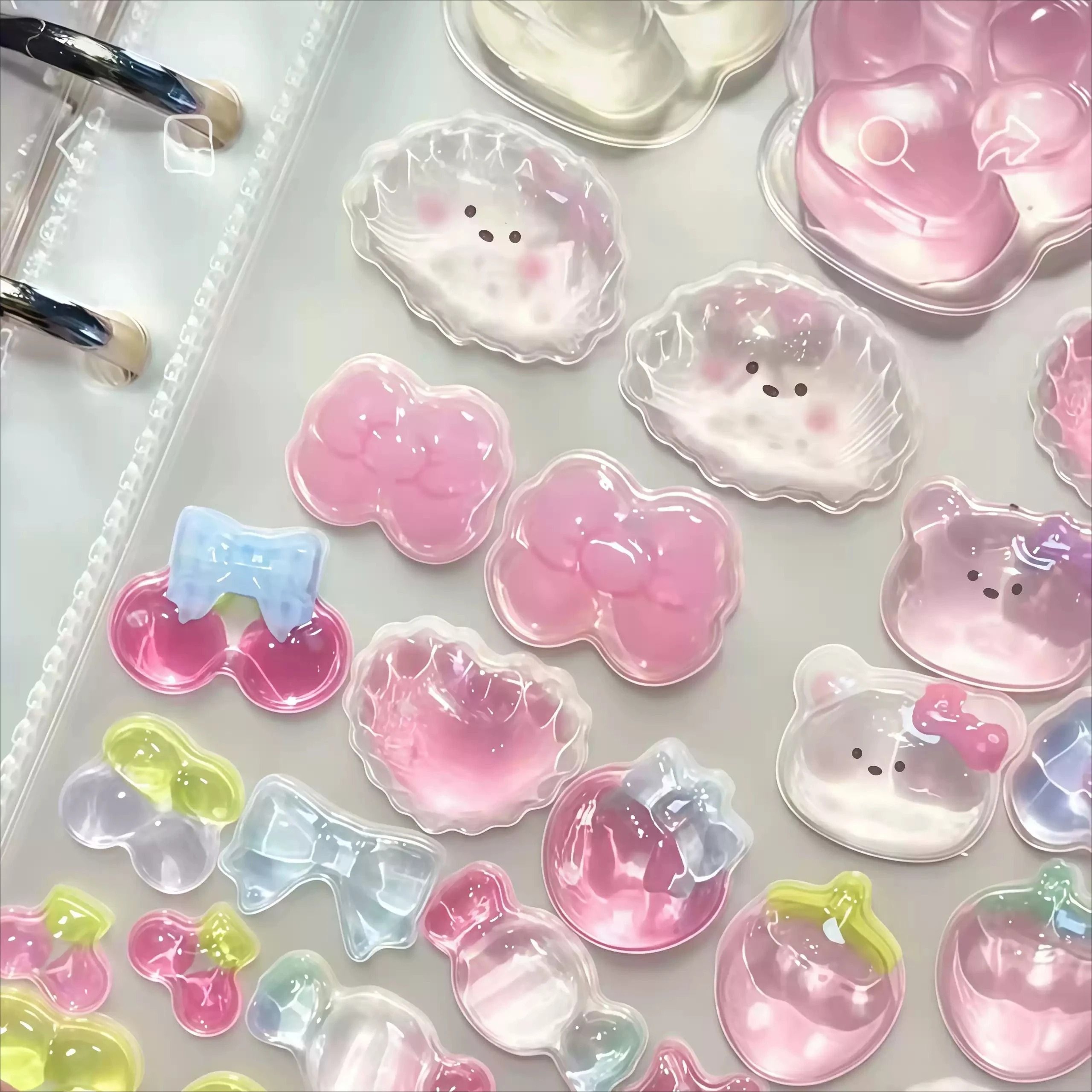 Kawaii 3D Crystal Cat Paw Squishy Sticker For Phone Cases Water Bottles Journals And DIY Crafts 4