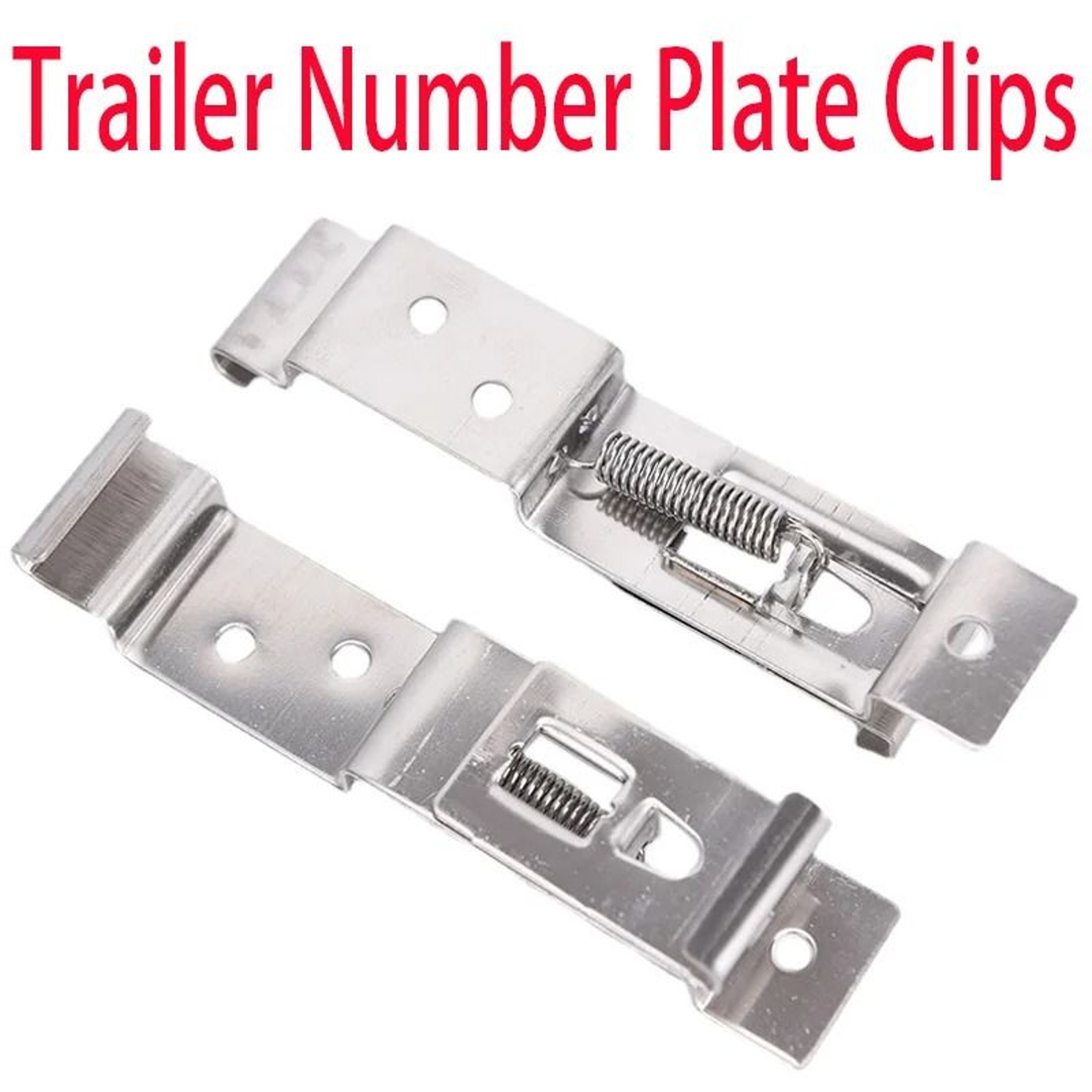 2 Piece Stainless Steel License Plate Mounting Clips Spring Loaded Bracket Set 2