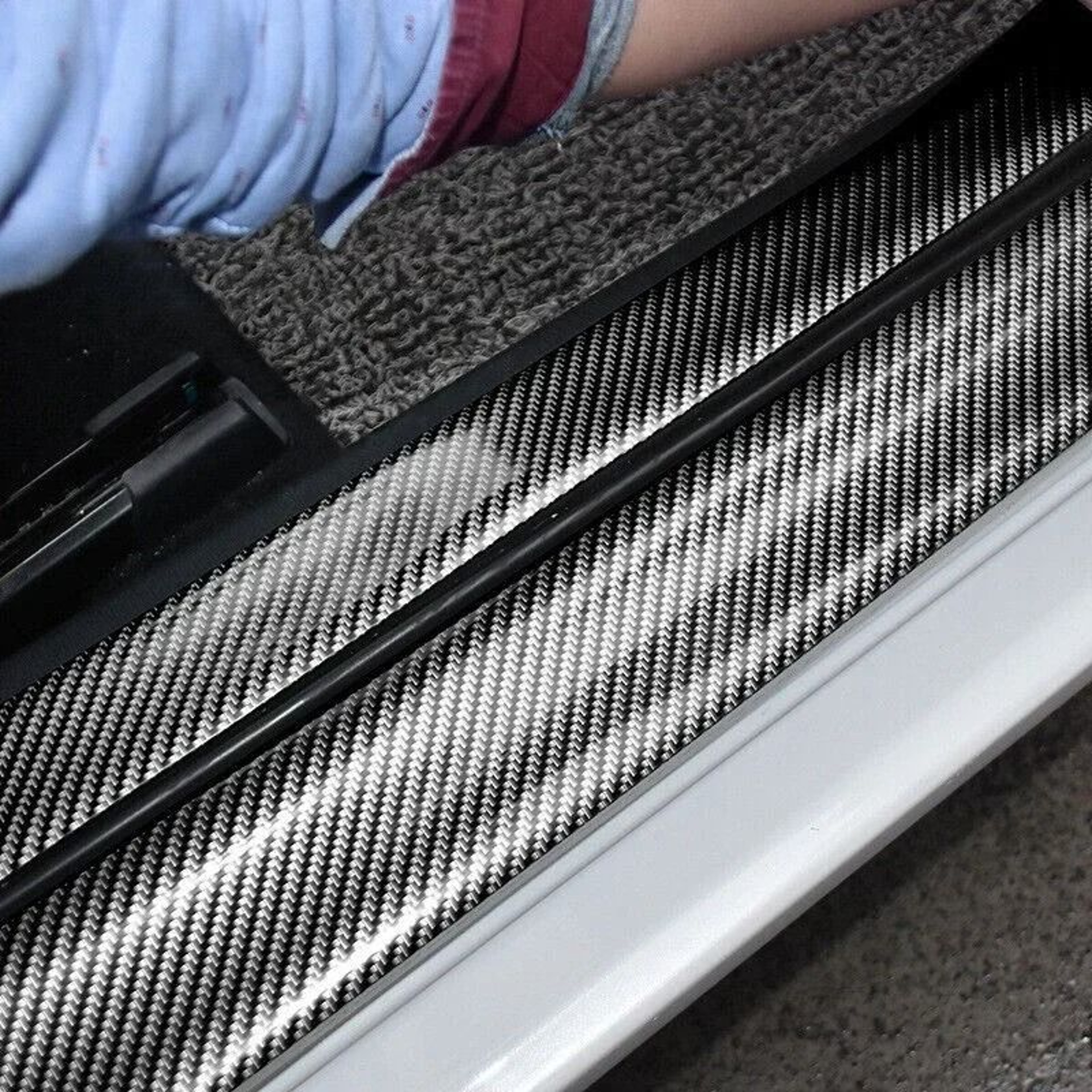 Universal Carbon Fiber Car Door Sill Protector Anti Scratch Bumper Guard Strip 3