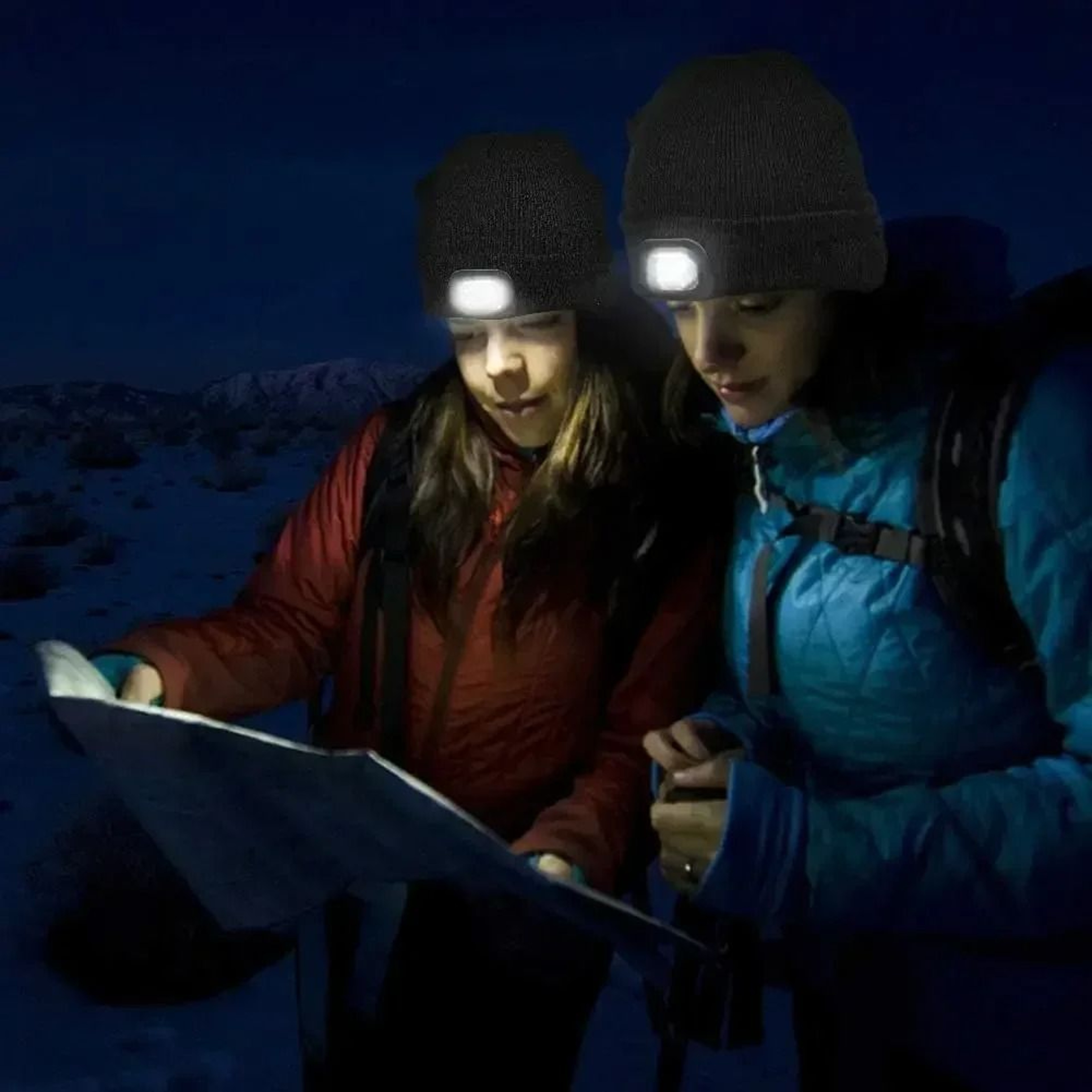USB Rechargeable LED Beanie Hat Winter Knit Cap With Removable Headlight 2