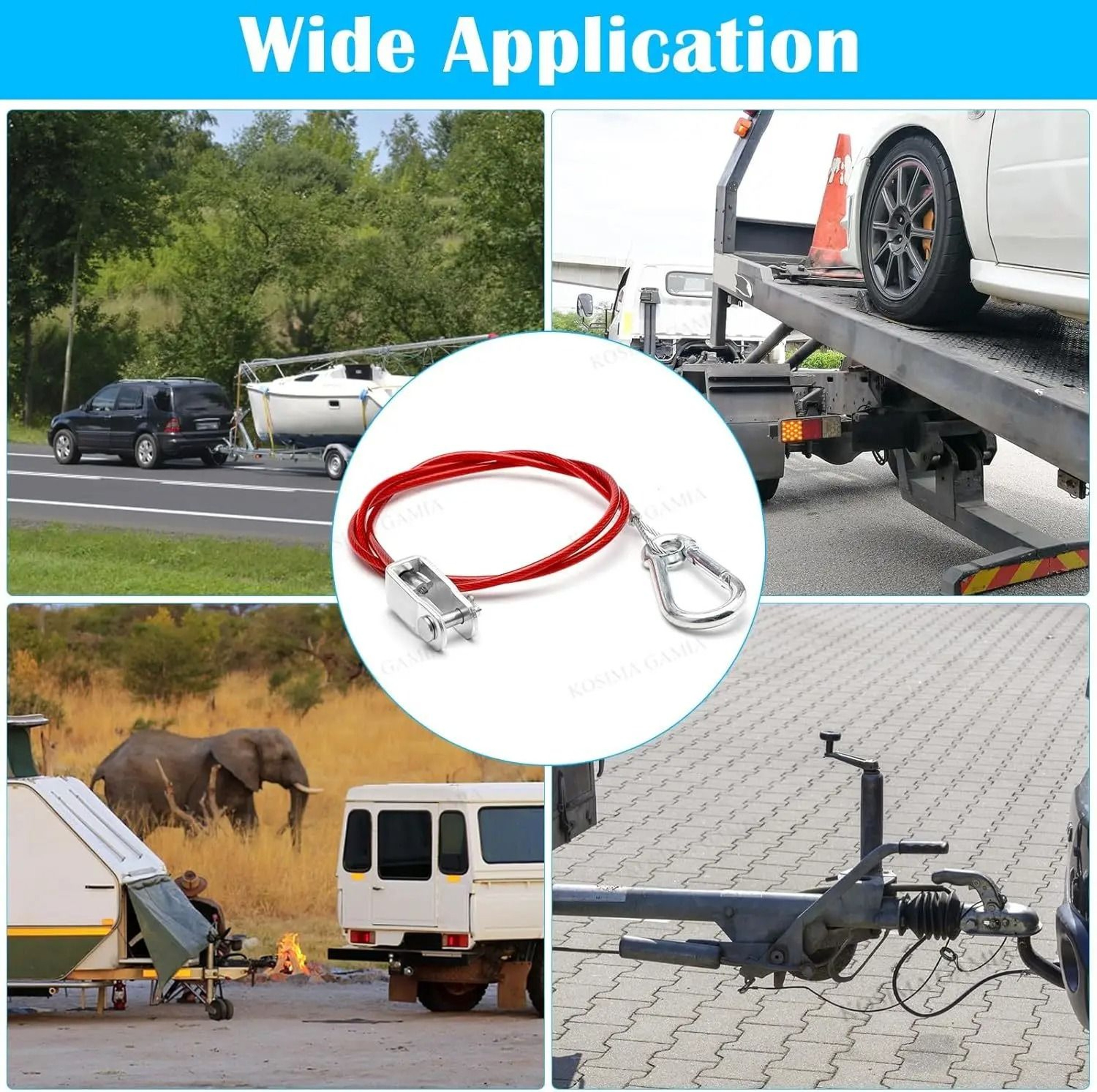 Universal Stainless Steel Trailer Breakaway Safety Cable For Caravan RV  Braked Trailer 5