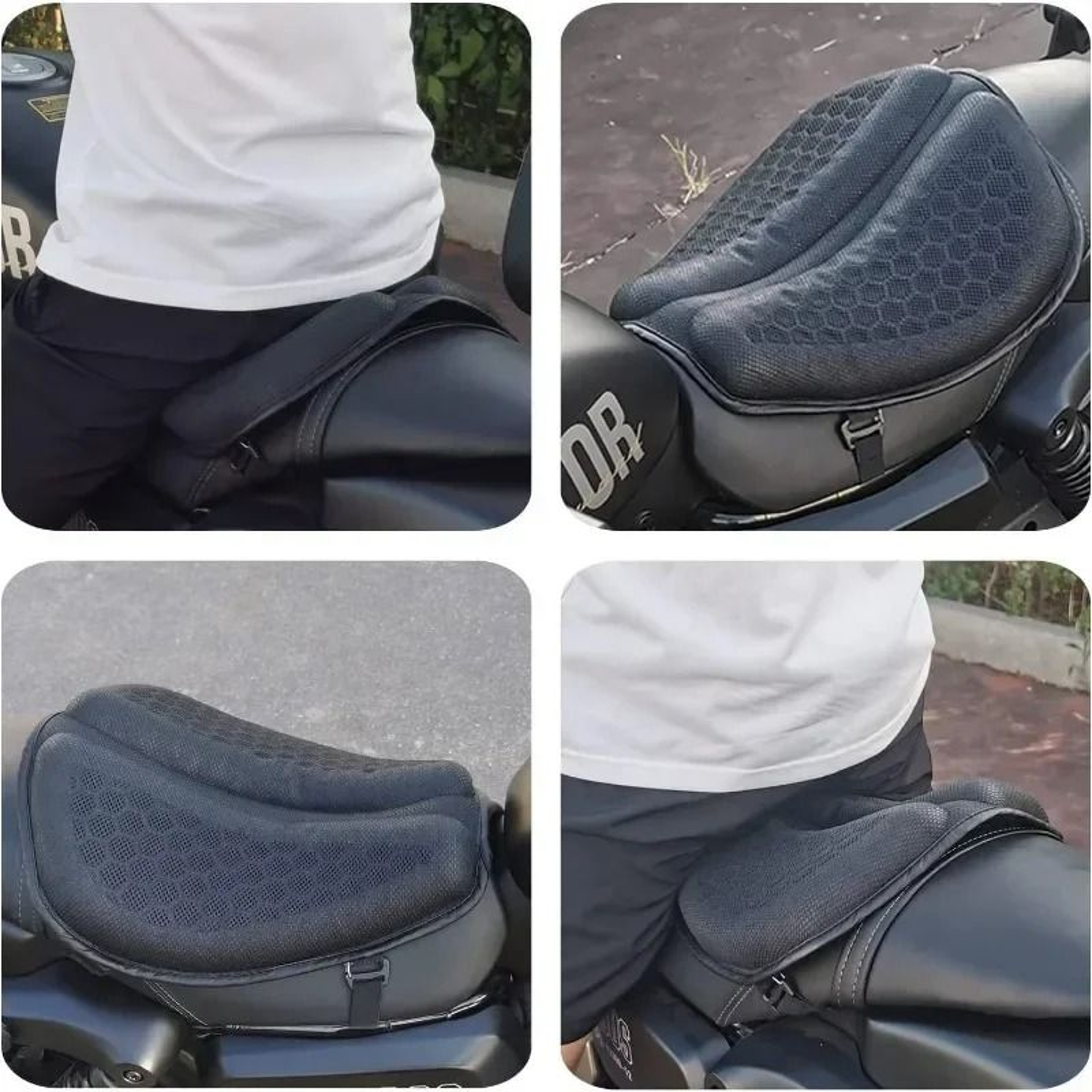Universal 3D Honeycomb Gel Motorcycle Seat Cushion With Anti Slip Cover 5
