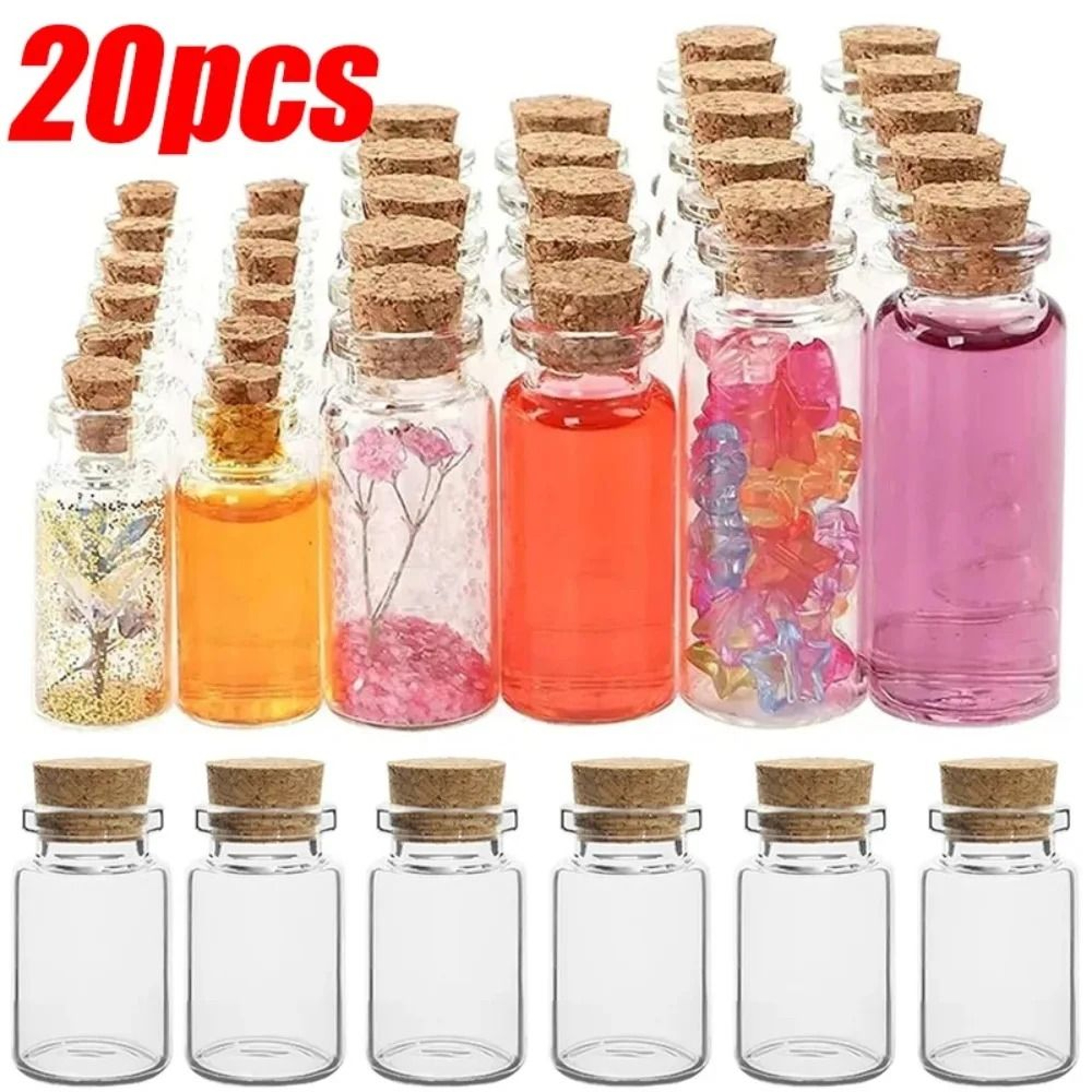 Mini Glass Wishing Bottles With Cork Stoppers For DIY Crafts Party Favors And Gifts 0