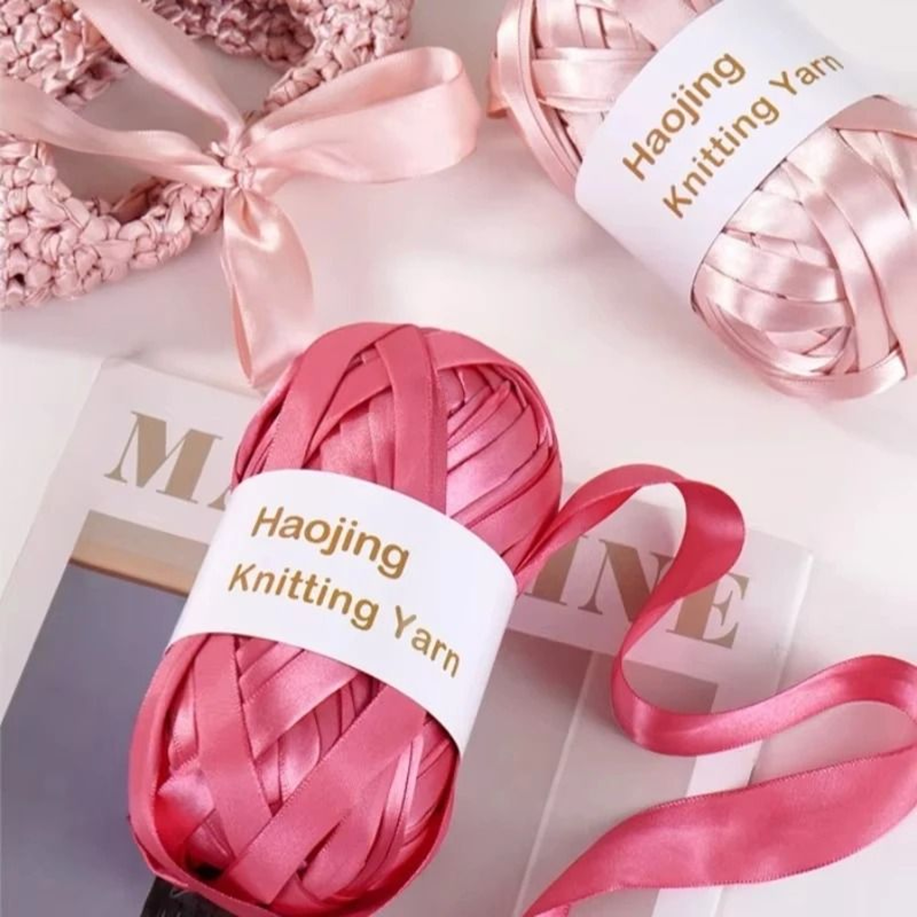 Metallic Satin Chunky Yarn For Crochet Bags Knitting And DIY Crafts 4