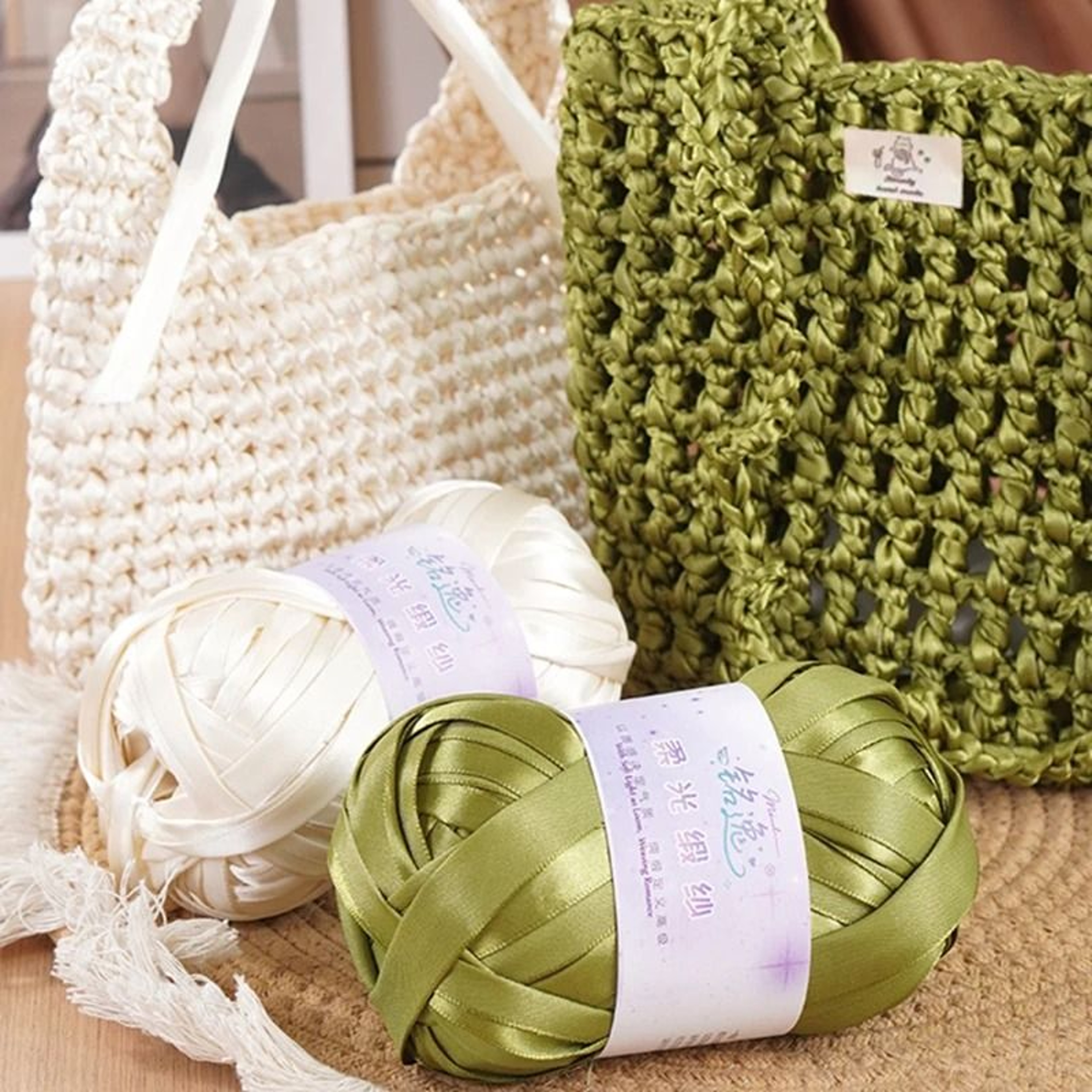 Metallic Satin Chunky Yarn For Crochet Bags Knitting And DIY Crafts 5