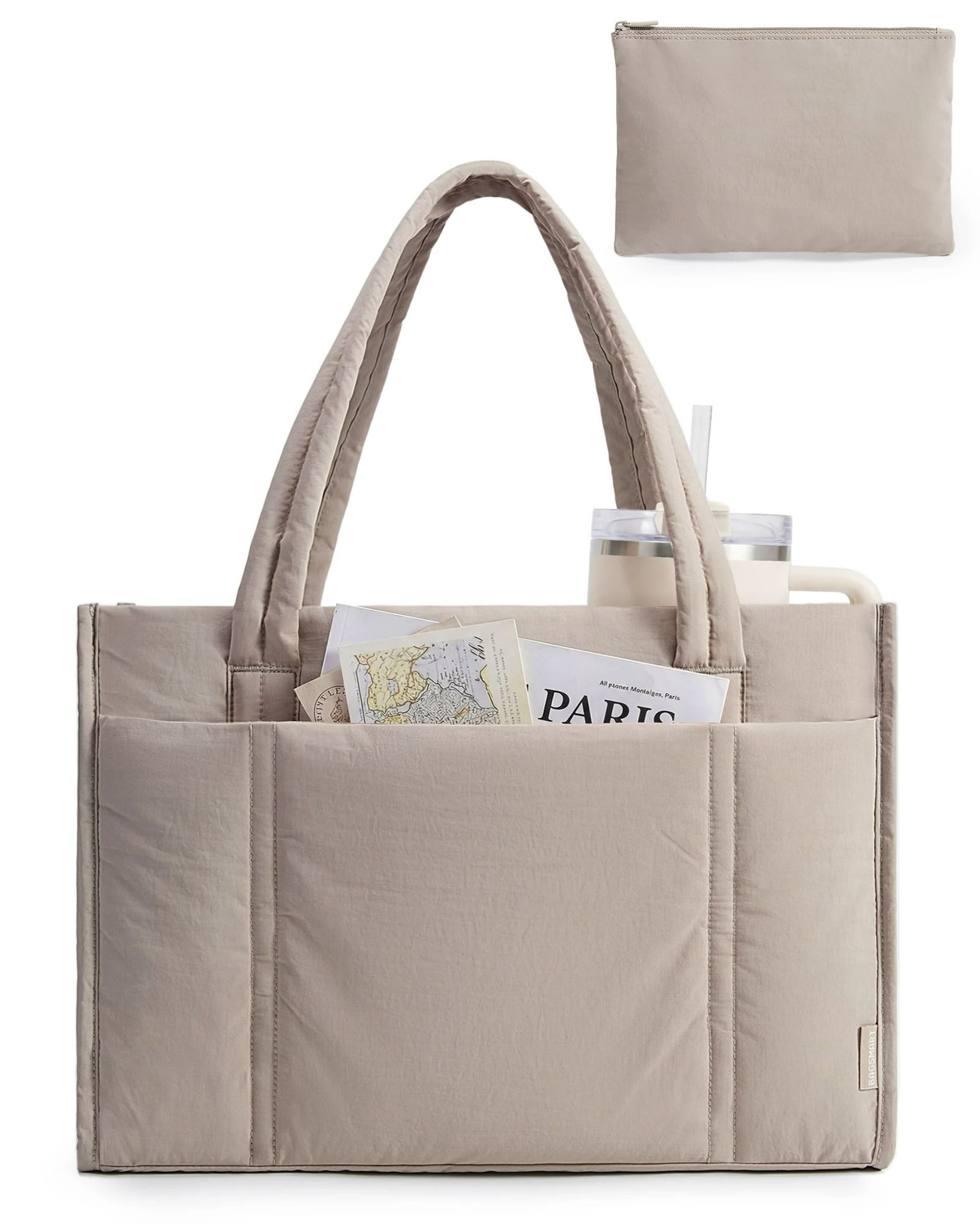 Two Piece Puffy Quilted Work Tote Set 8