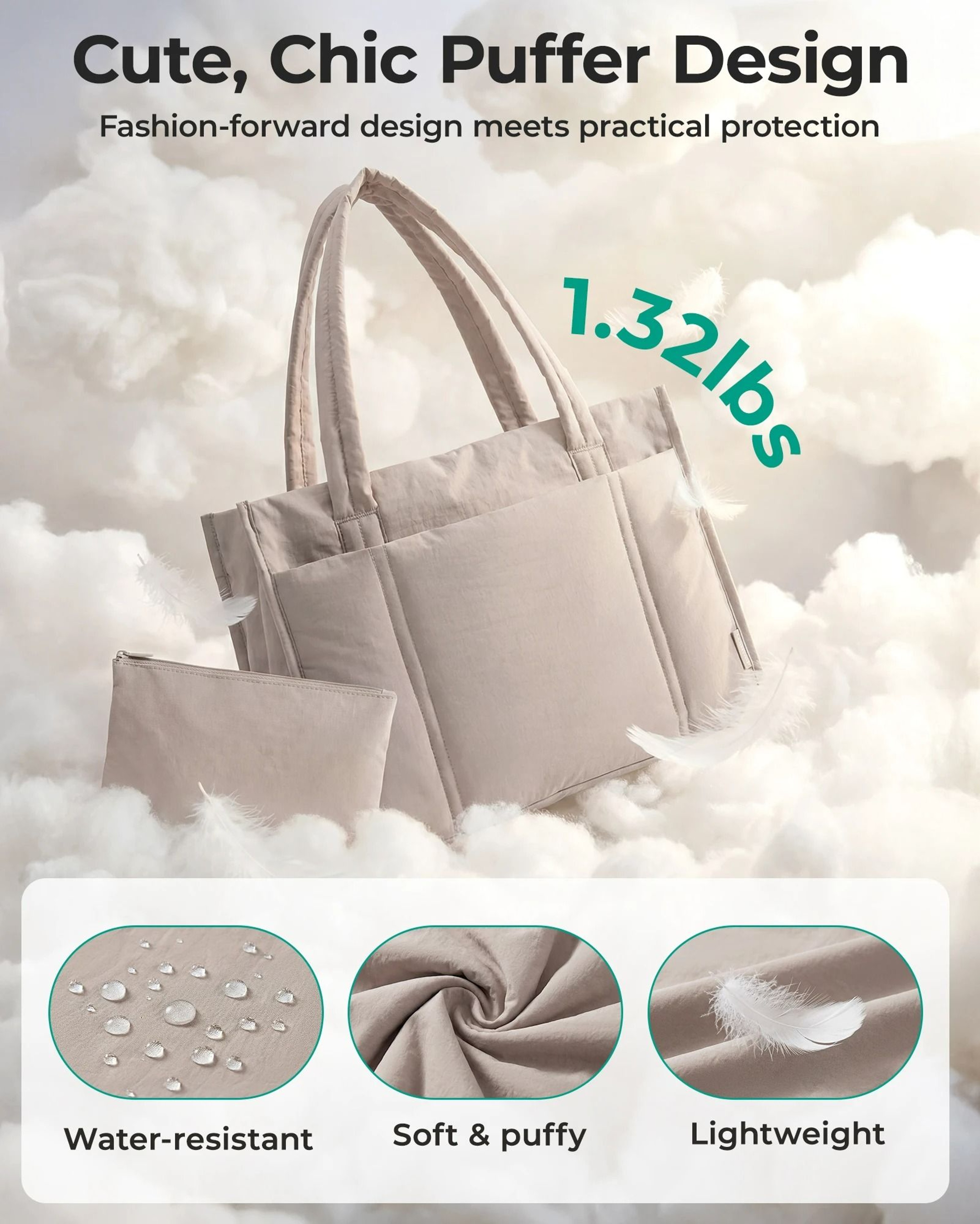 Two Piece Puffy Quilted Work Tote Set 4