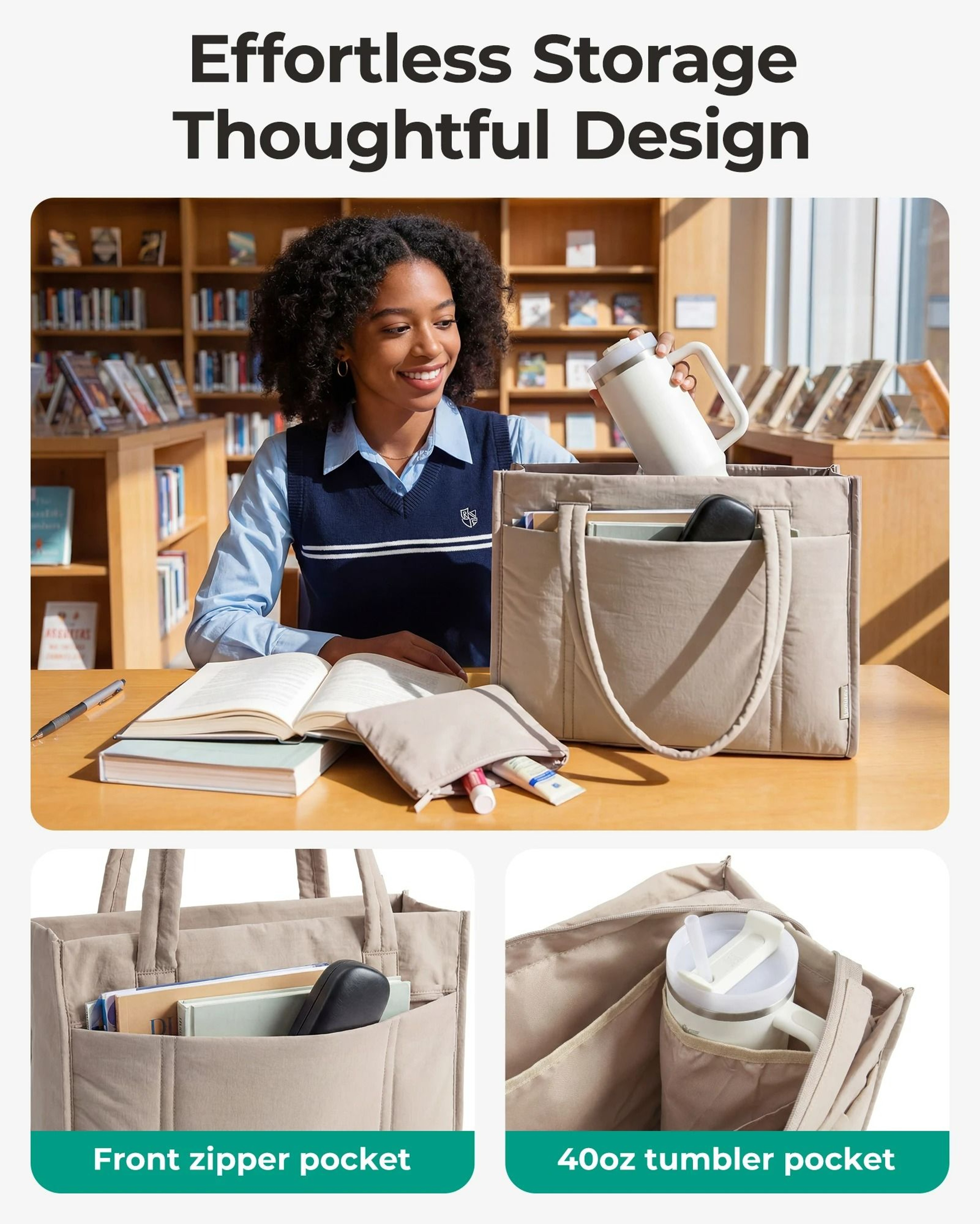 Two Piece Puffy Quilted Work Tote Set 2