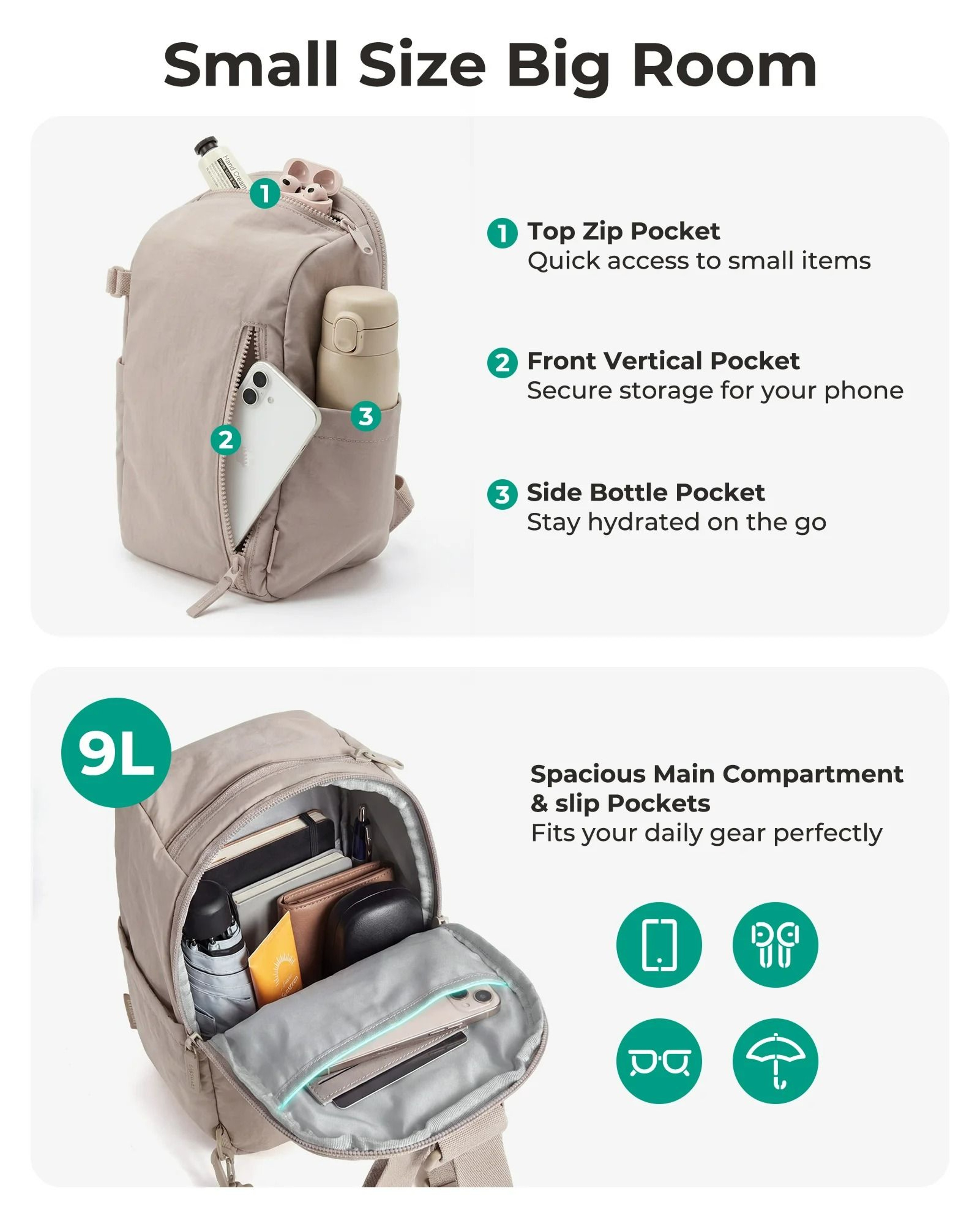 BAGSMART 9L Convertible Sling Bag For Women 4
