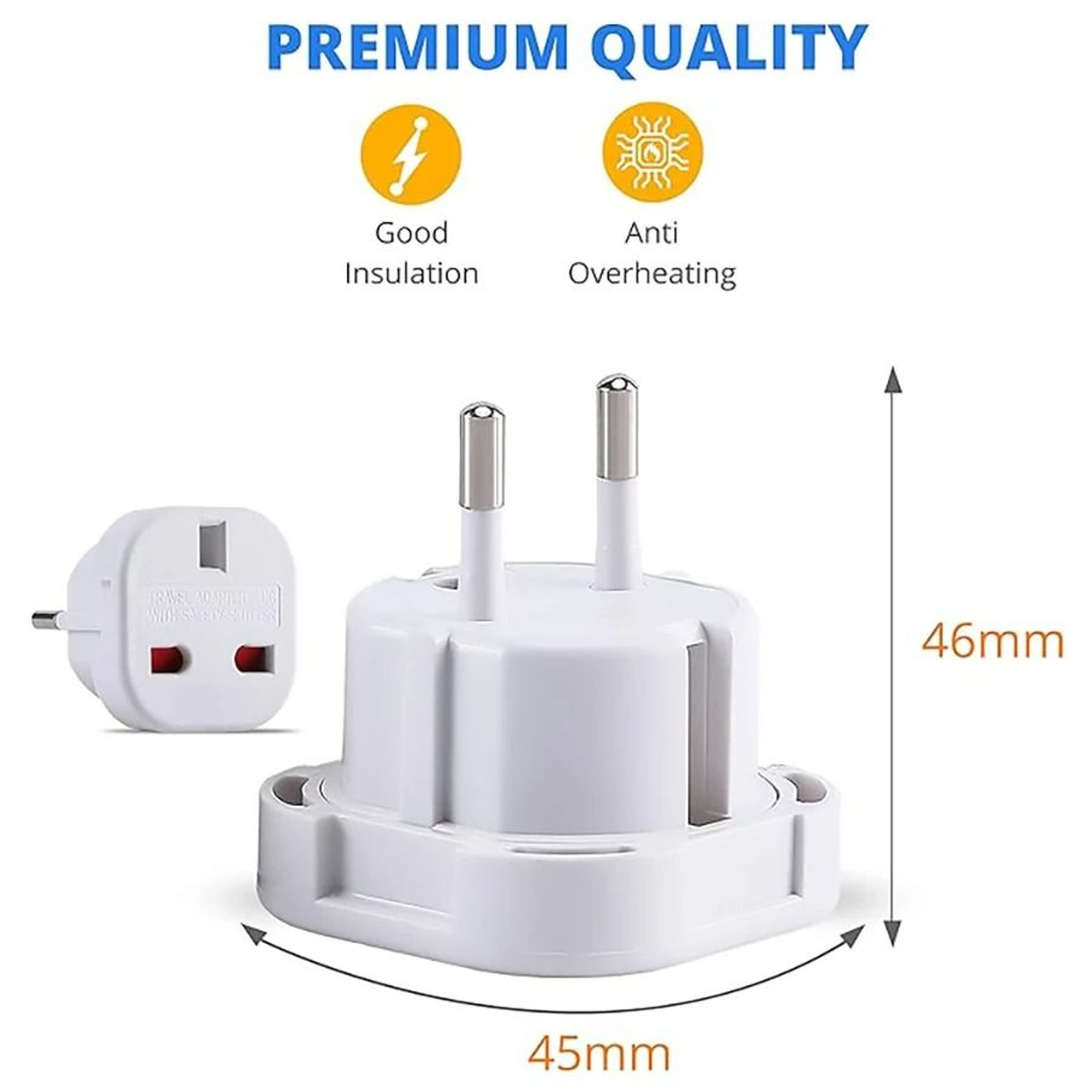 UK To Europe Travel Plug Adapter 1 Or 2 Pack 5