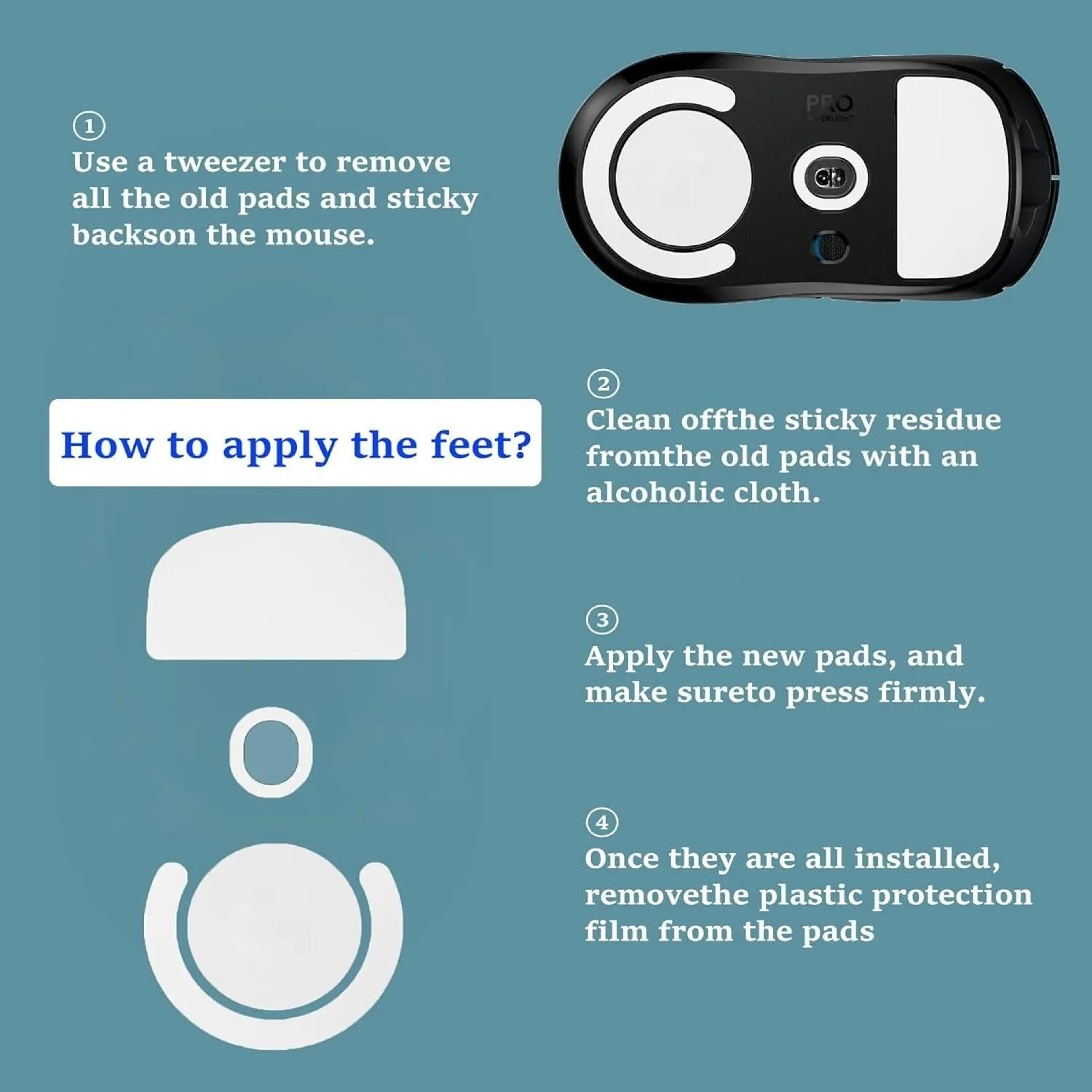 Smooth Glide PTFE Mouse Feet For Logitech Superlight 4