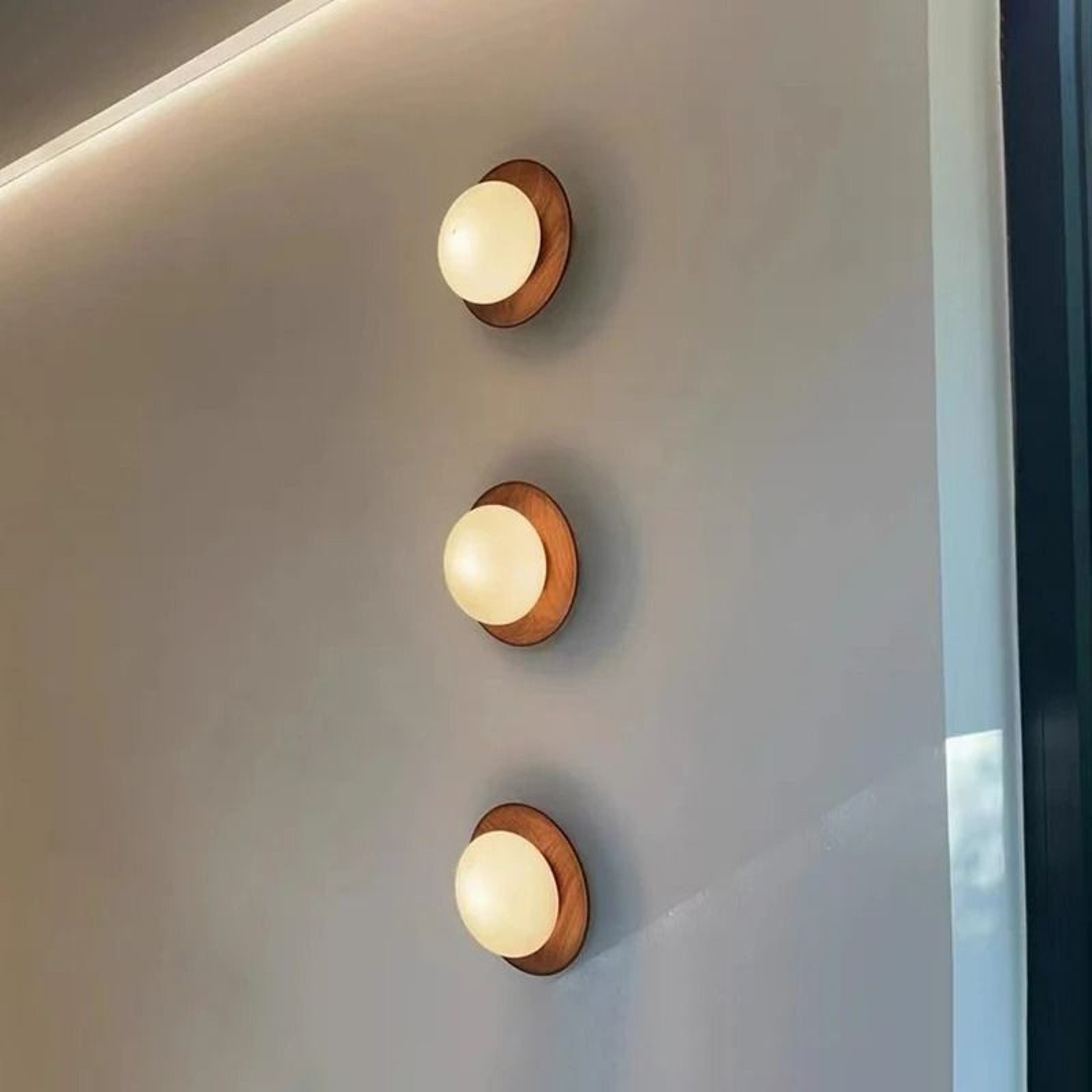 Natura Orb Walnut Wall Light 0