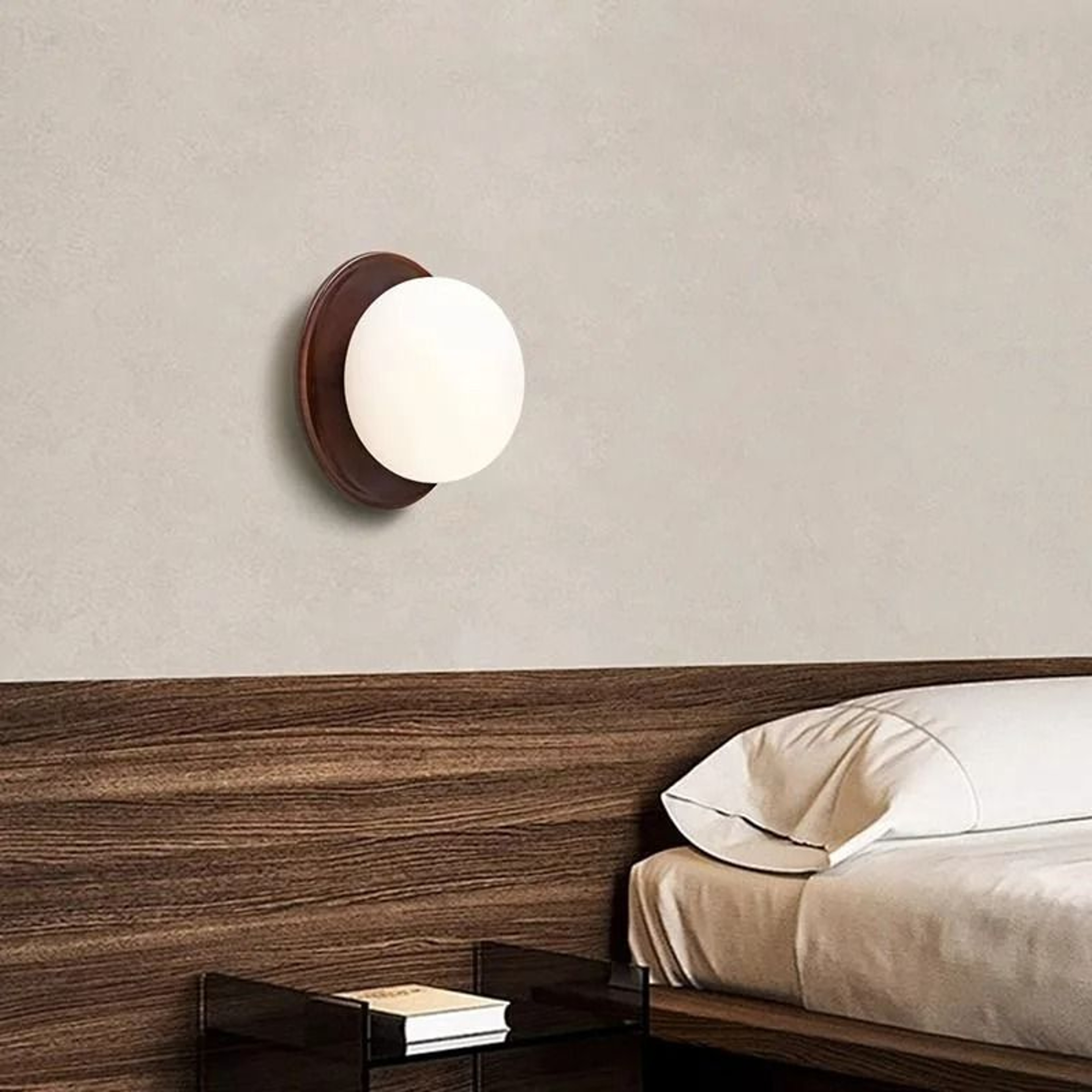 Natura Orb Walnut Wall Light 4