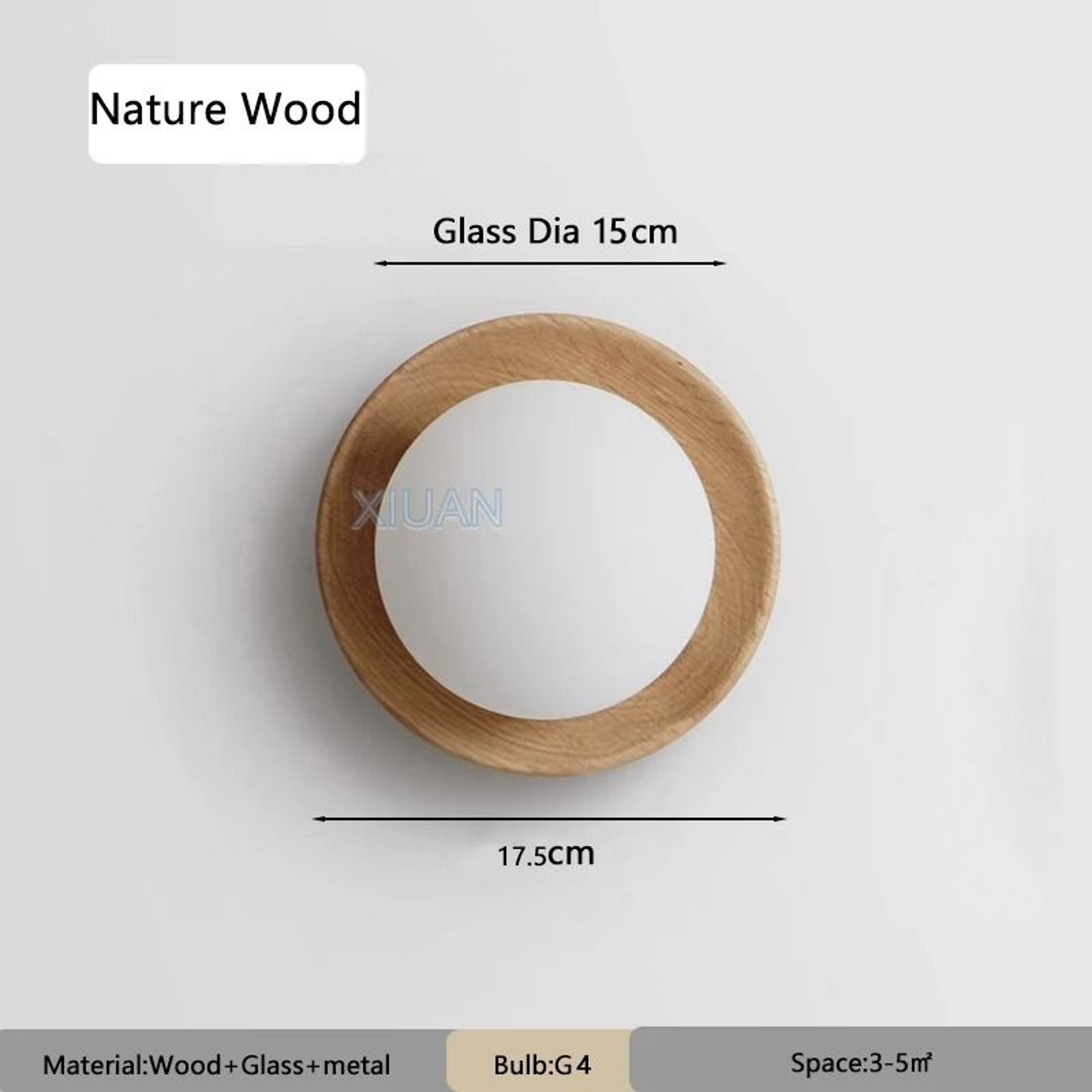 Natura Orb Walnut Wall Light 6