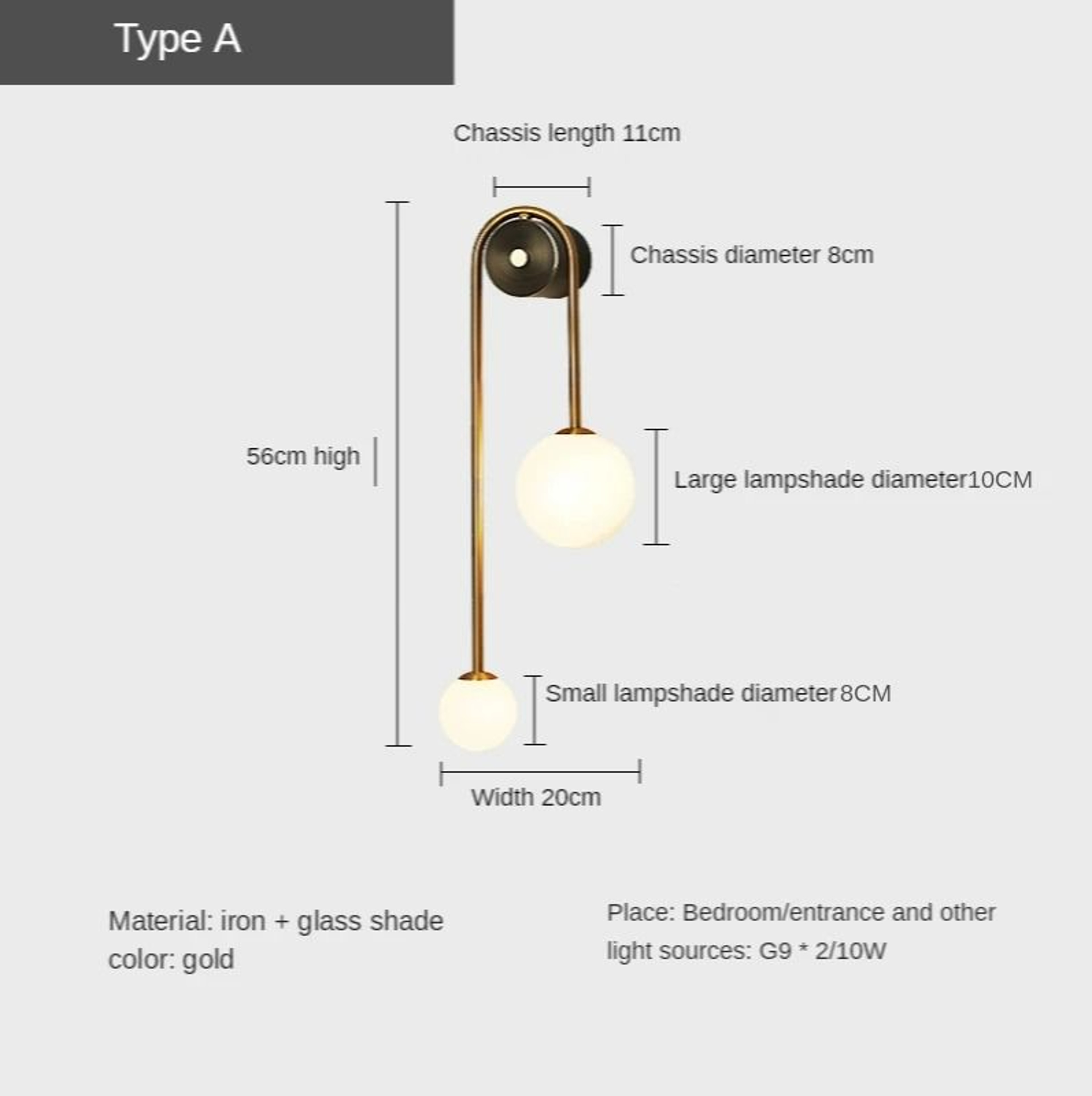 Solara Gold Glass Orb Sconce 8