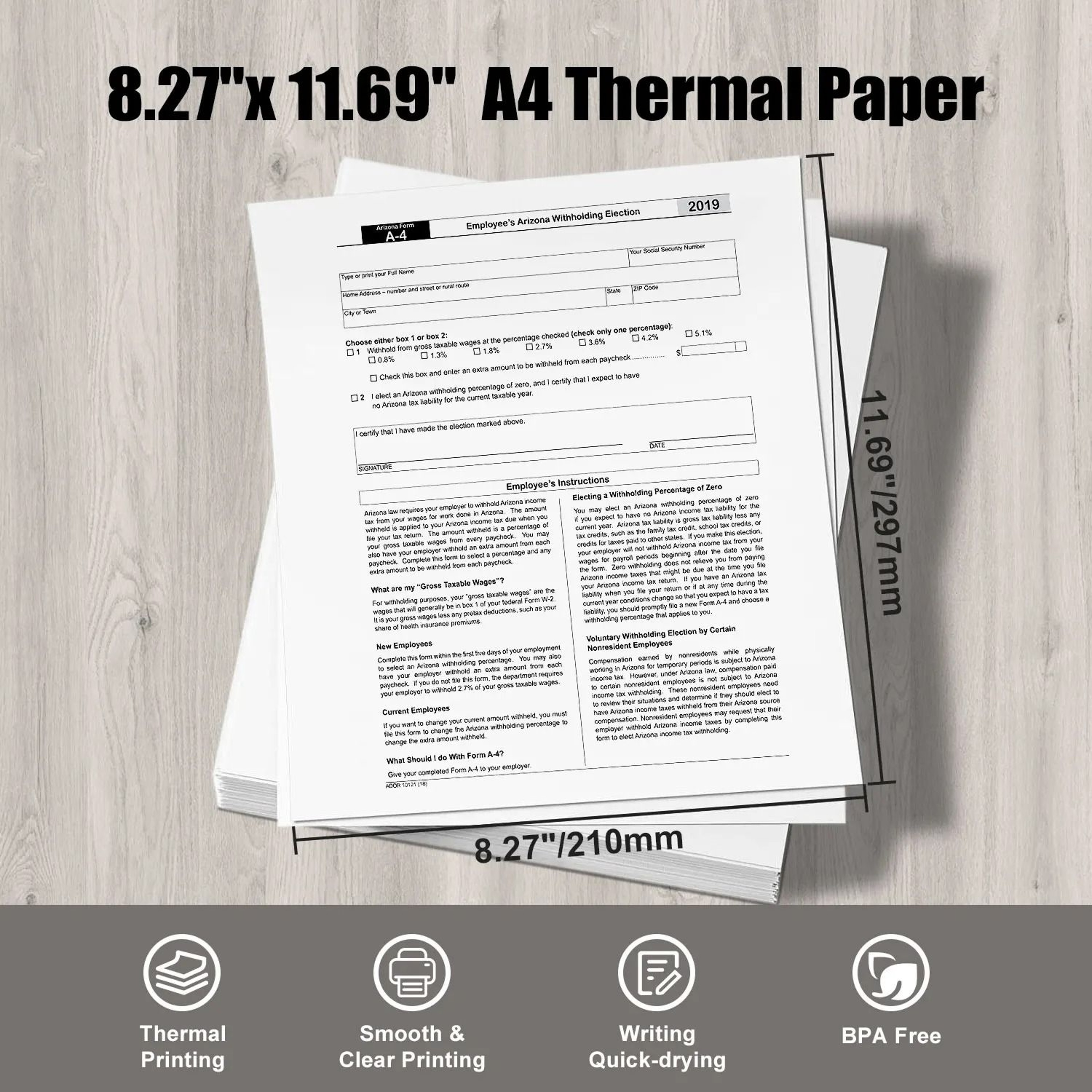 QuickPrint A4 Thermal Printer Paper 200 Sheets 2