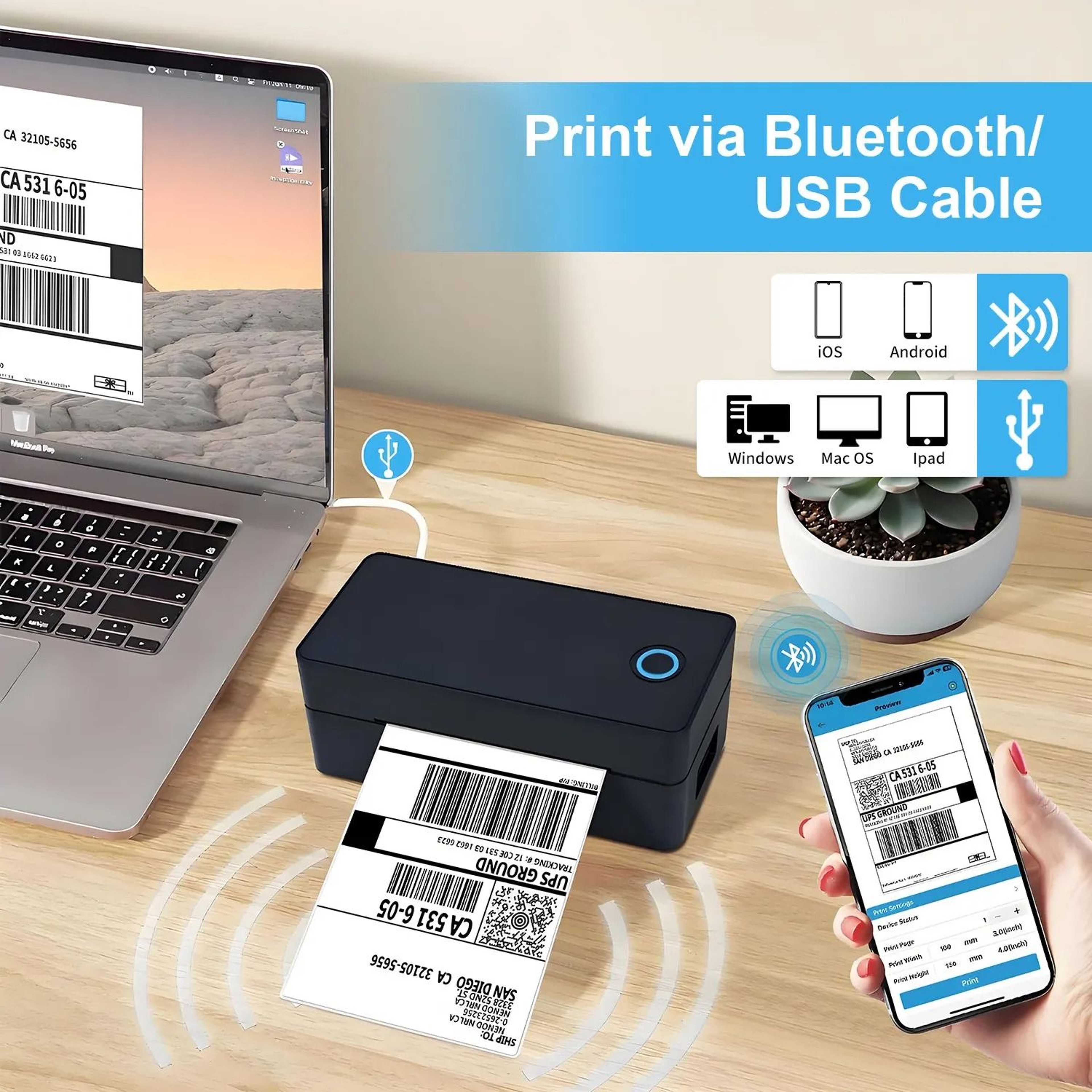Wireless 4x6 Thermal Shipping Label Printer 0