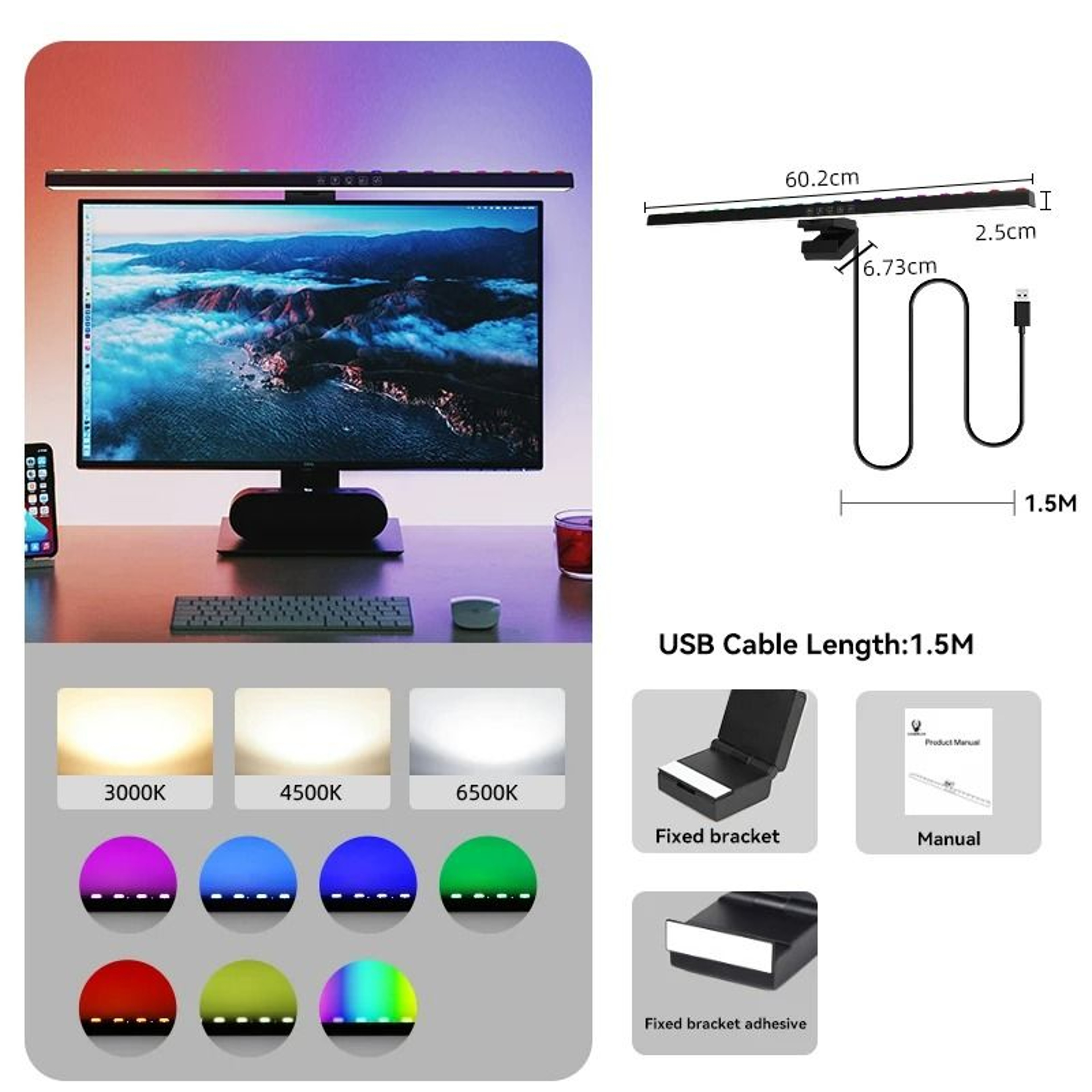 Stepless Dimmable LED Monitor Desk Light 11