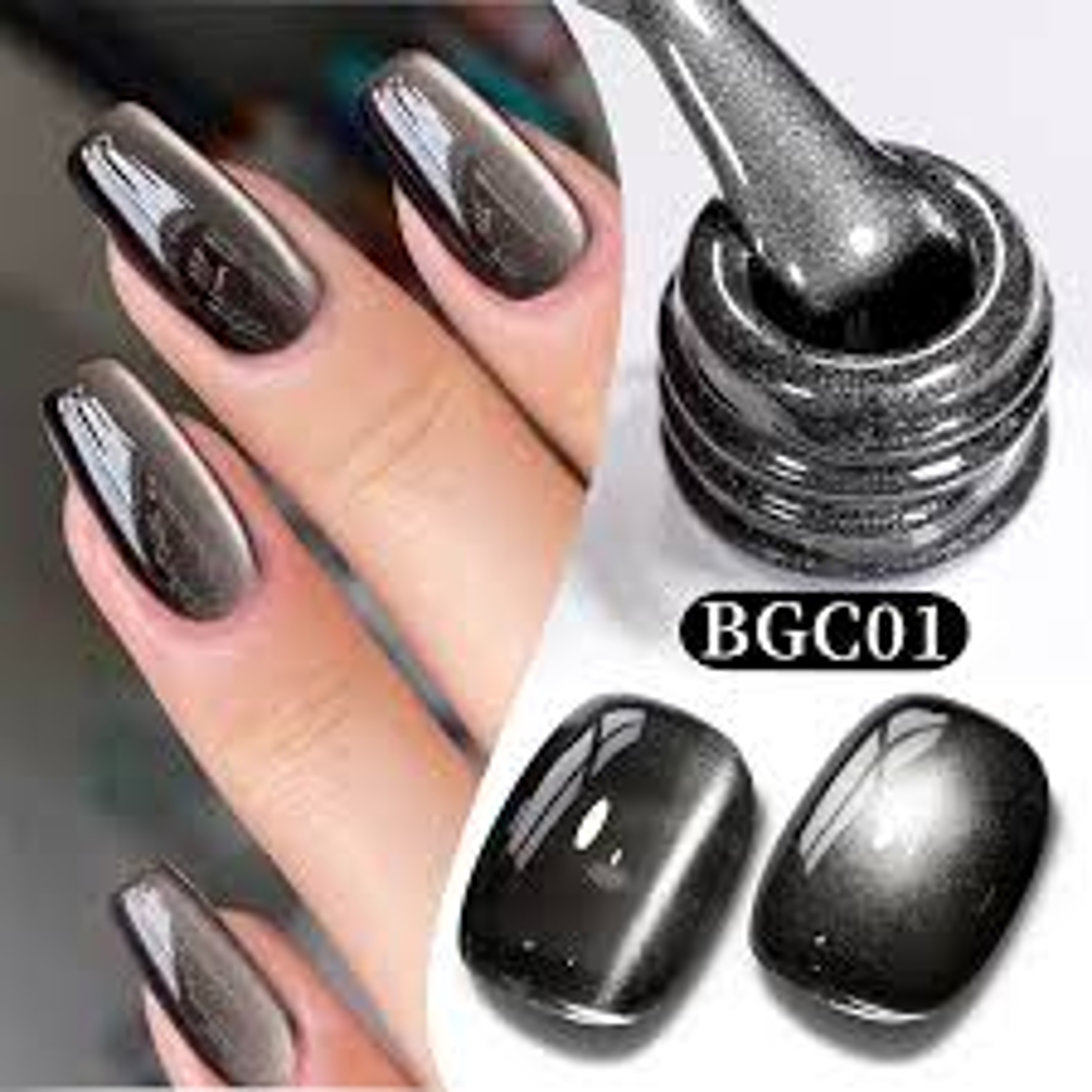 Cat Eye Magnetic Gel Polish Black Glass Shine For Winter Nail Art 0