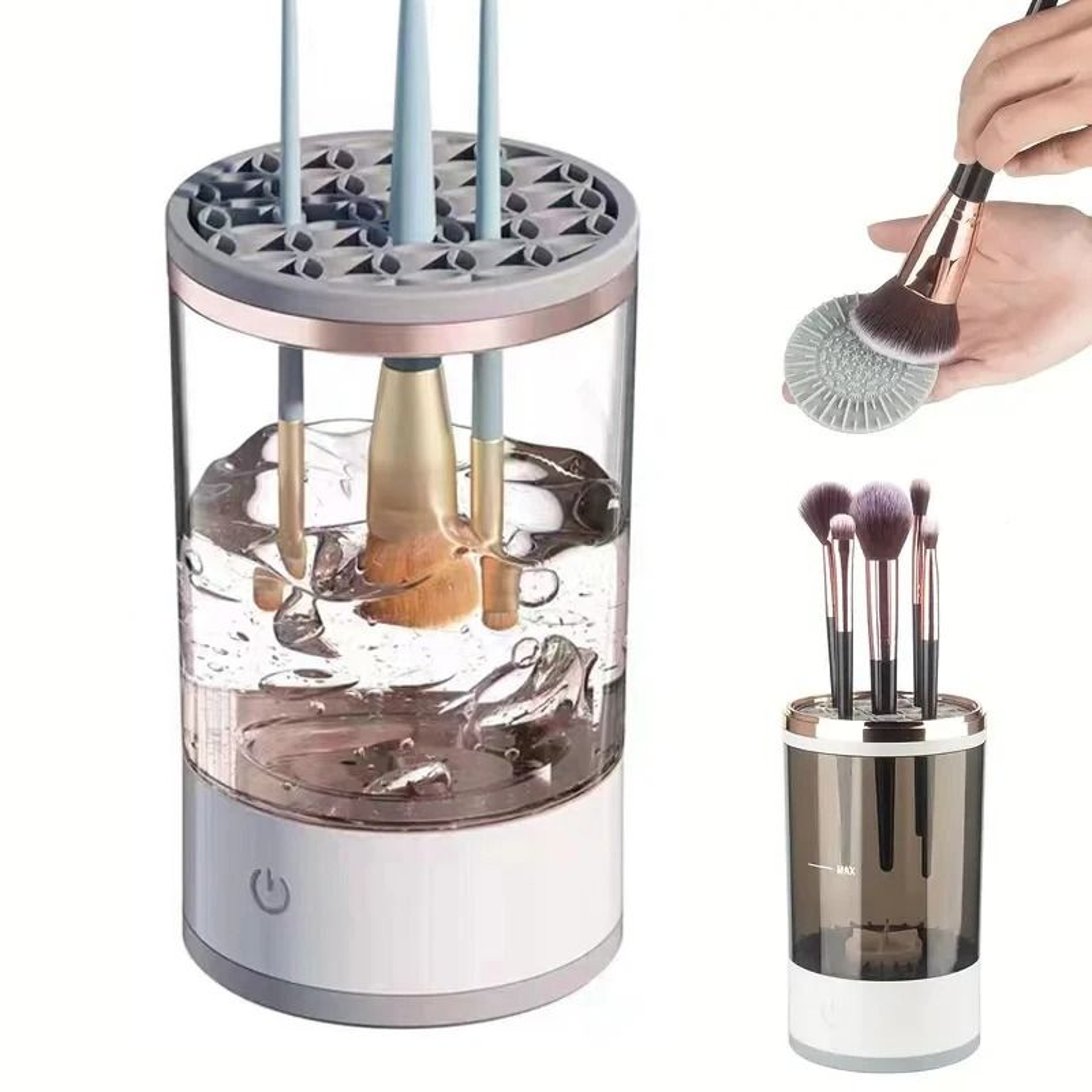 USB Plug Electric Makeup Brush Cleaner With Collars And Rubber Bowl 0