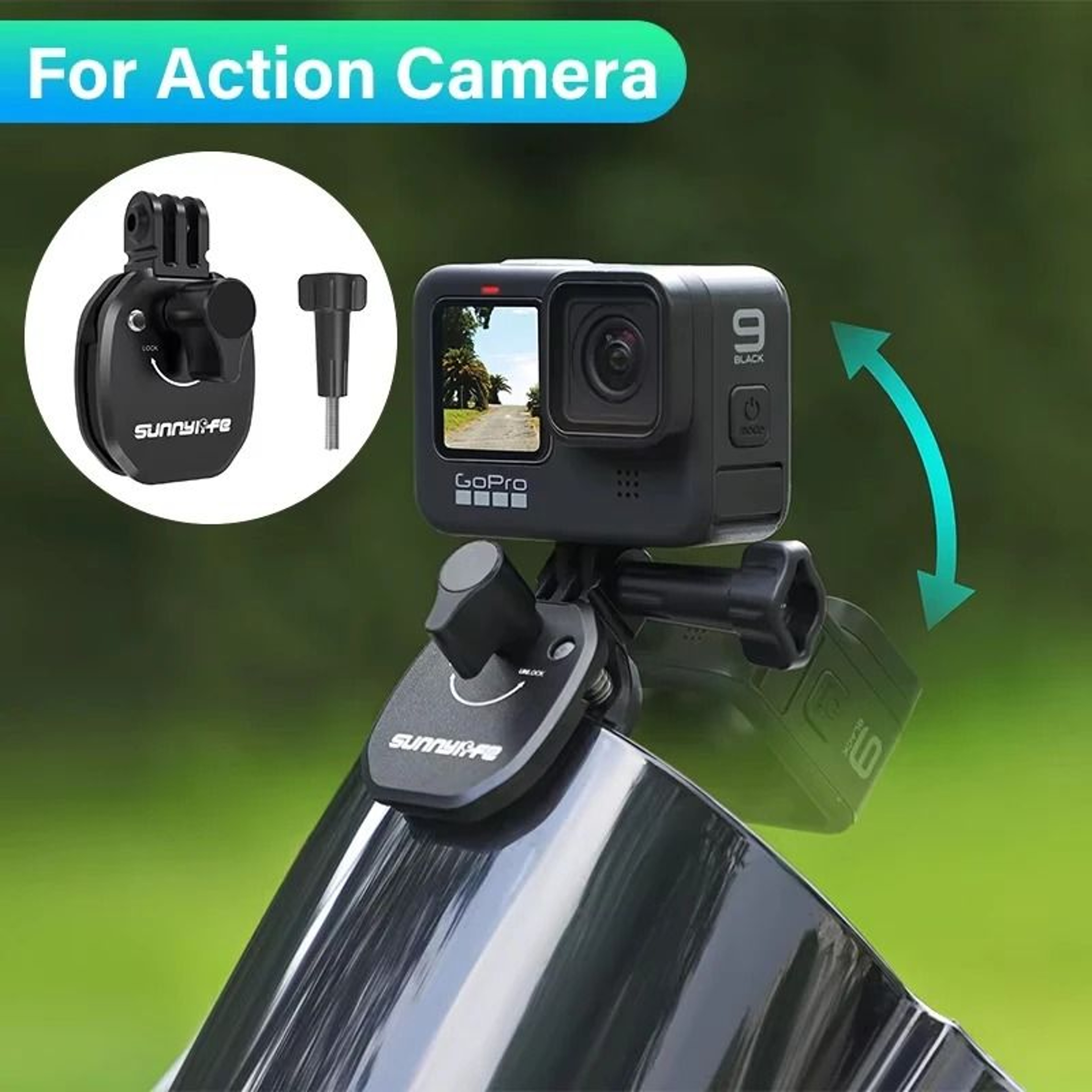 Motorcycle Windshield Mount Clamp For GoPro Insta360 DJI Osmo Action Cameras Aluminum Clip For Secu 0