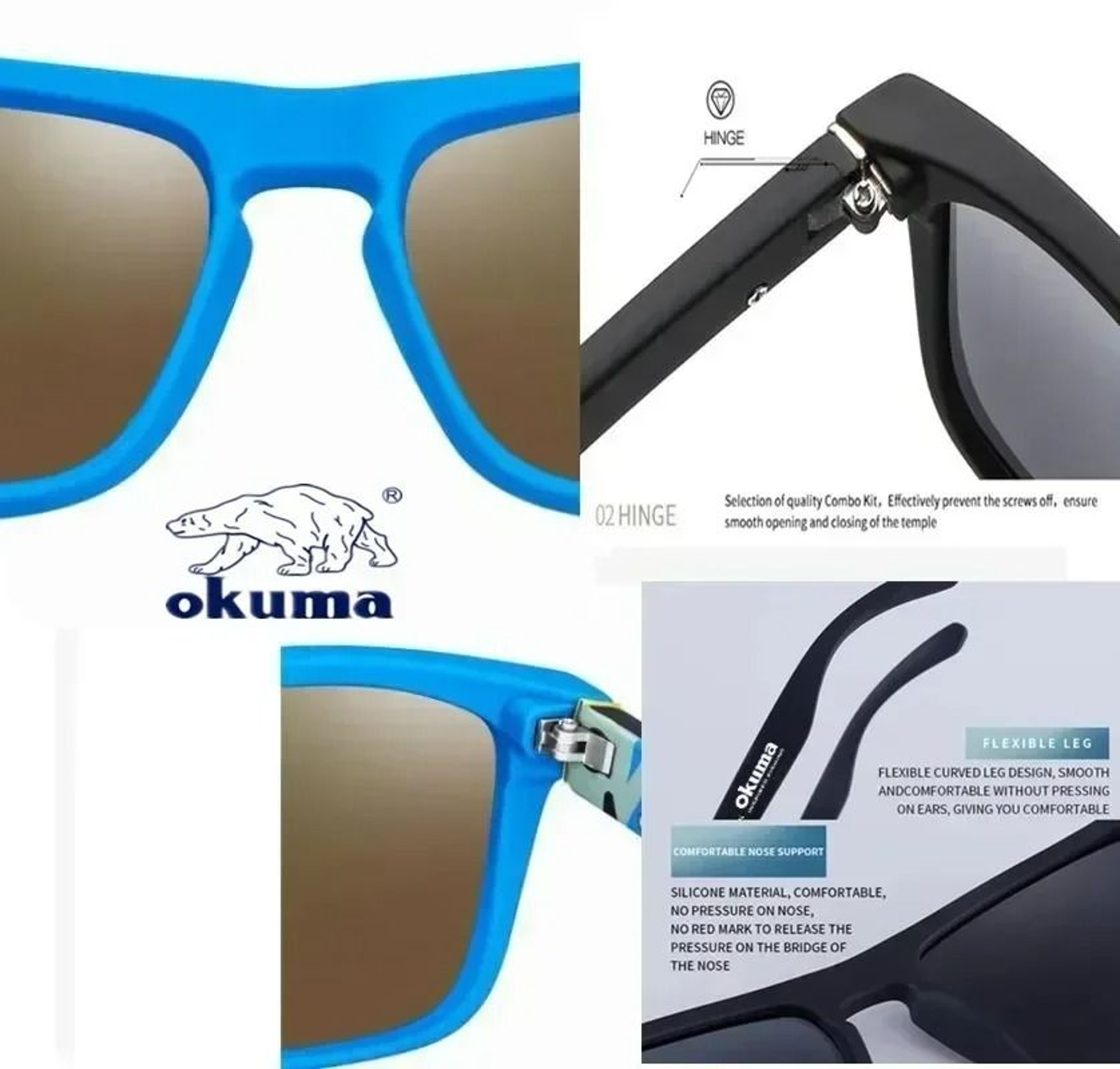 Okuma Polarized UV400 Sunglasses For Men And Women Outdoor Fishing Driving Cycling Eye Protection 4