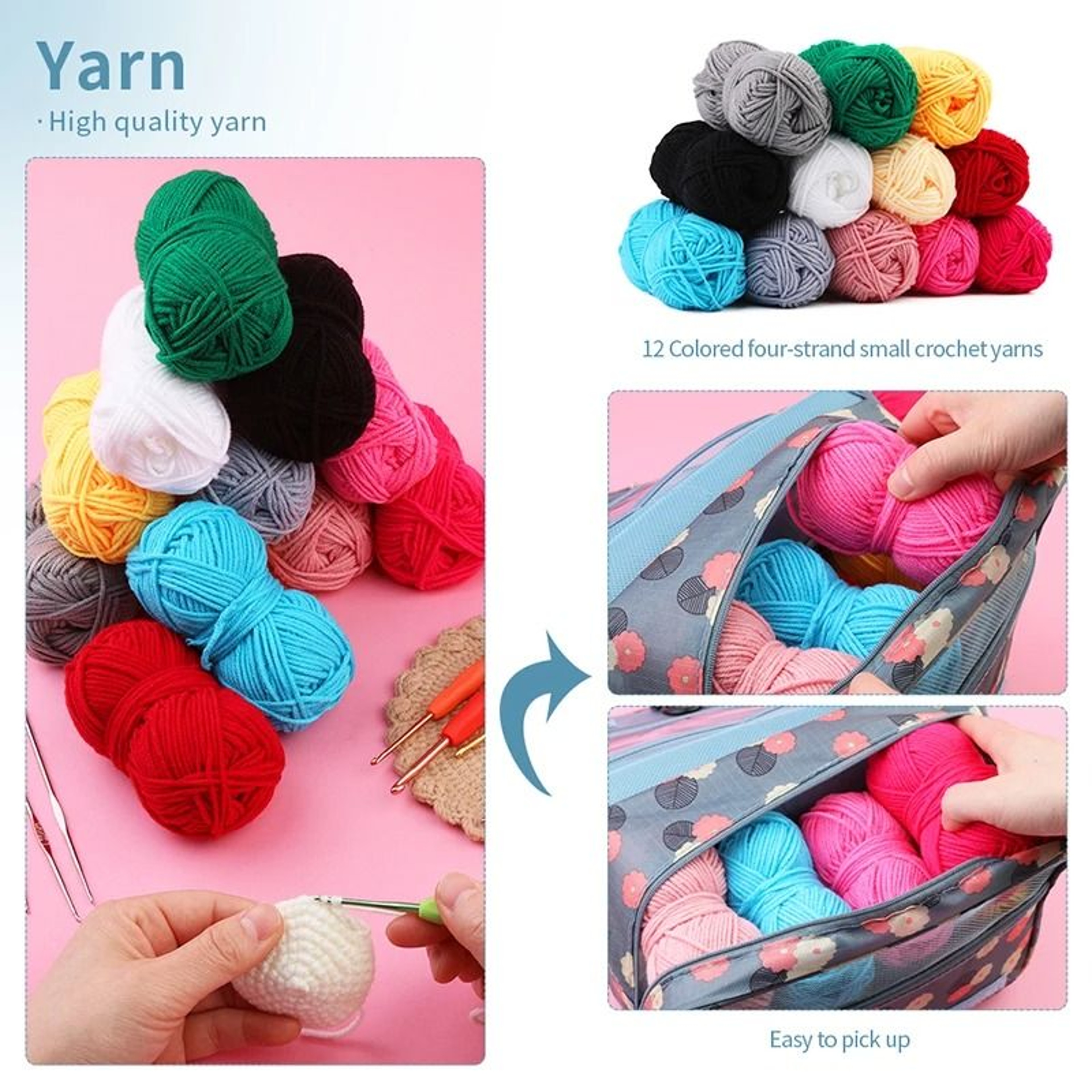 Knitting And Crochet Hook Set With Needles Markers And Storage Bag 5