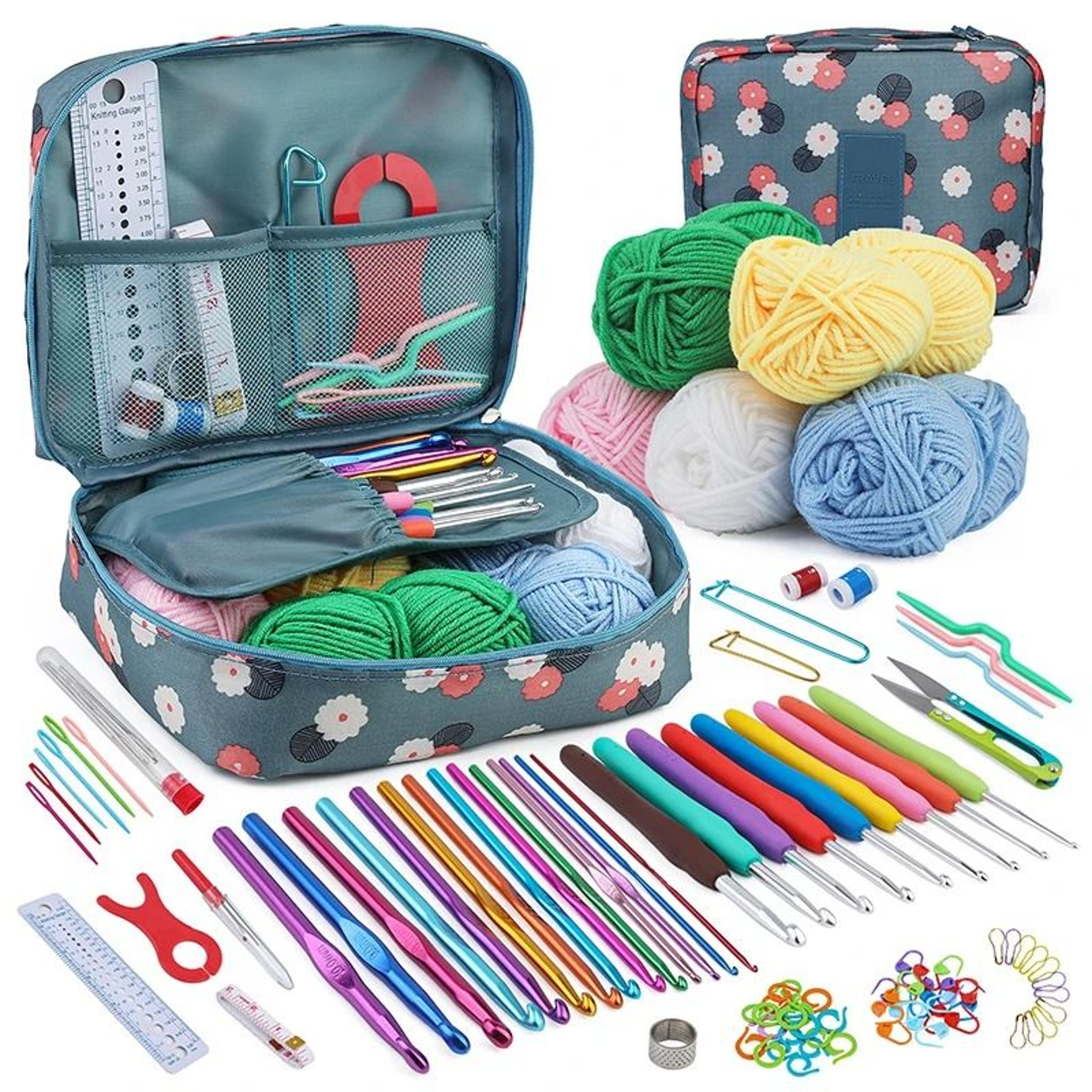 Knitting And Crochet Hook Set With Needles Markers And Storage Bag 7