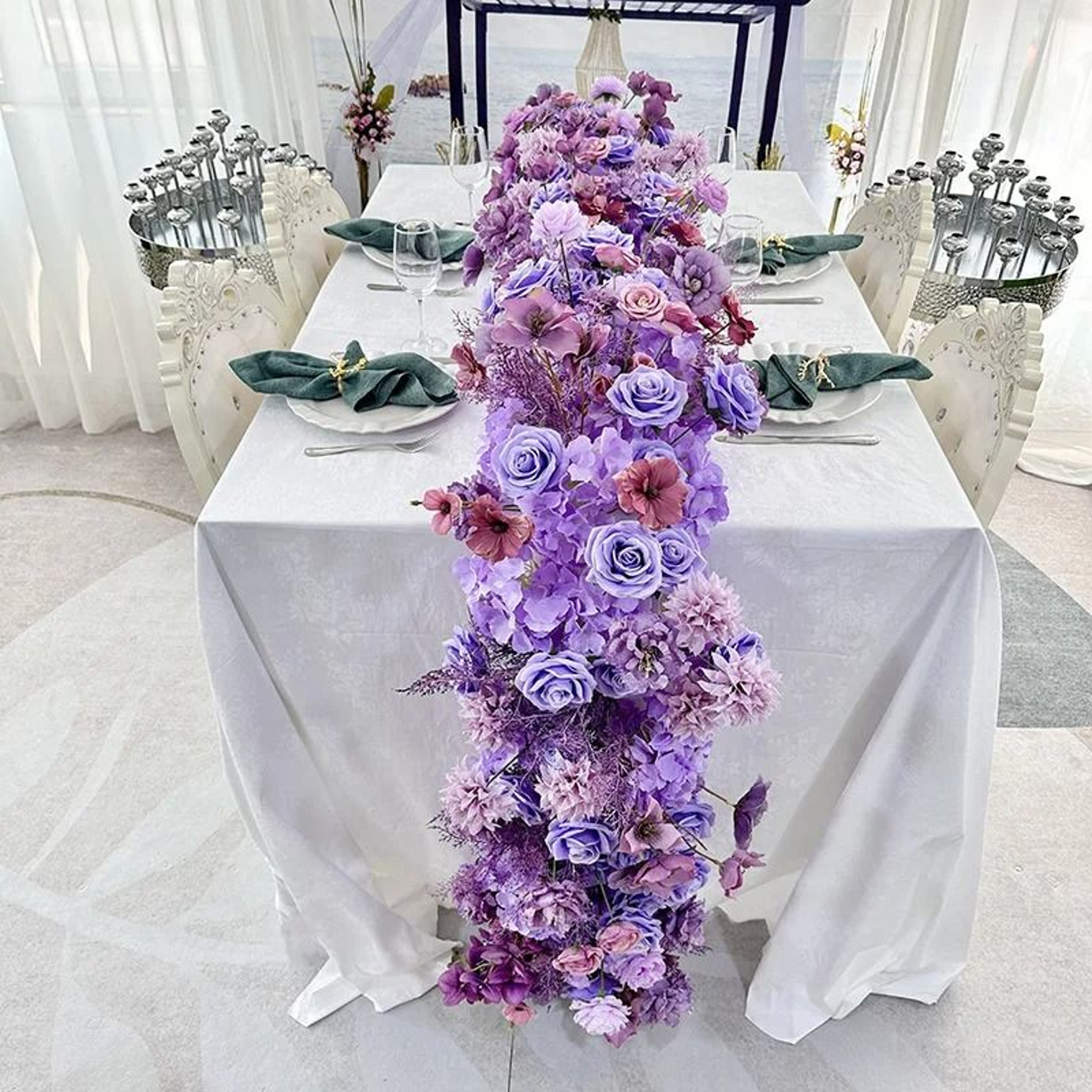 Pink Rose Large Flower Row Runner For Wedding Decor Floral Backdrop 11
