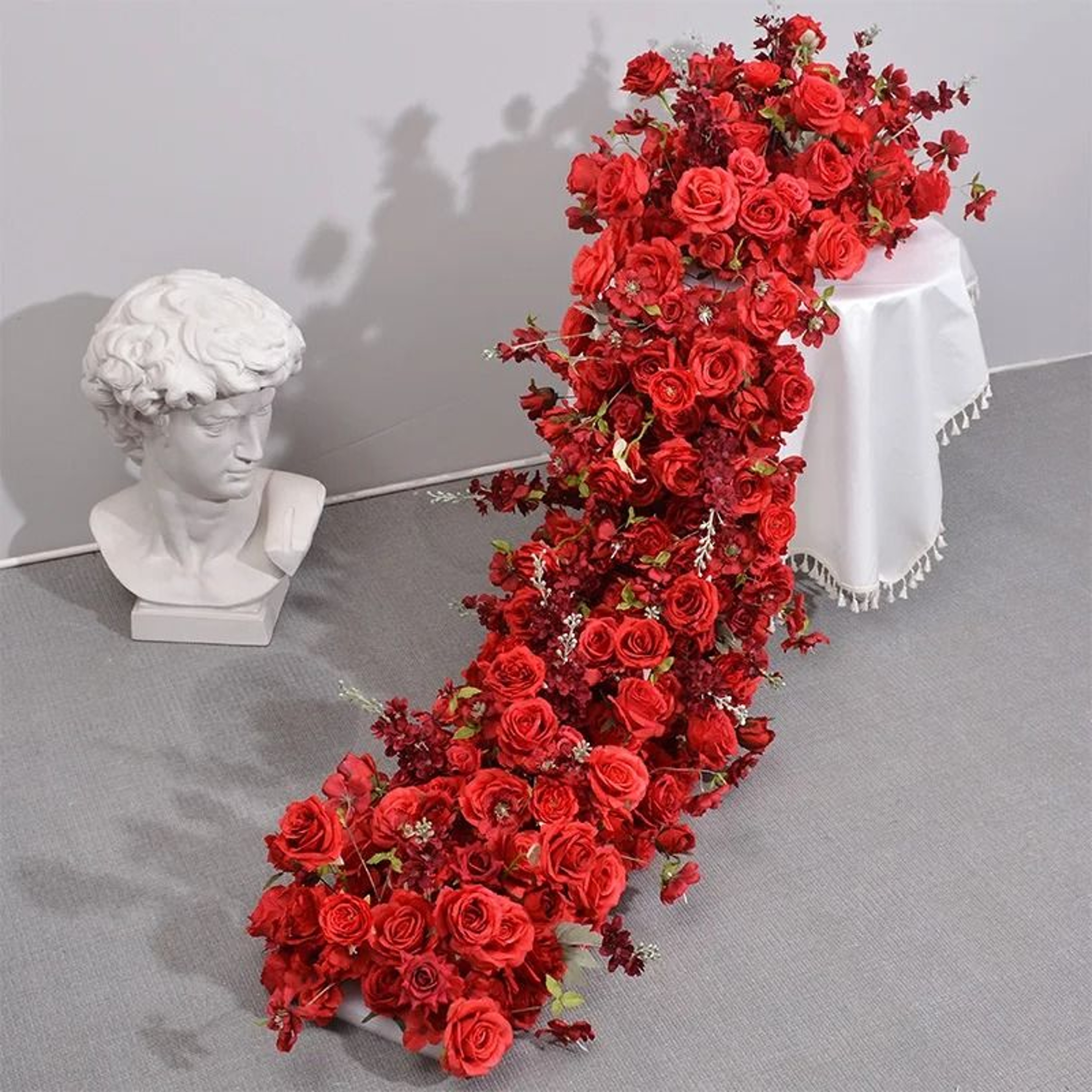Pink Rose Large Flower Row Runner For Wedding Decor Floral Backdrop 2