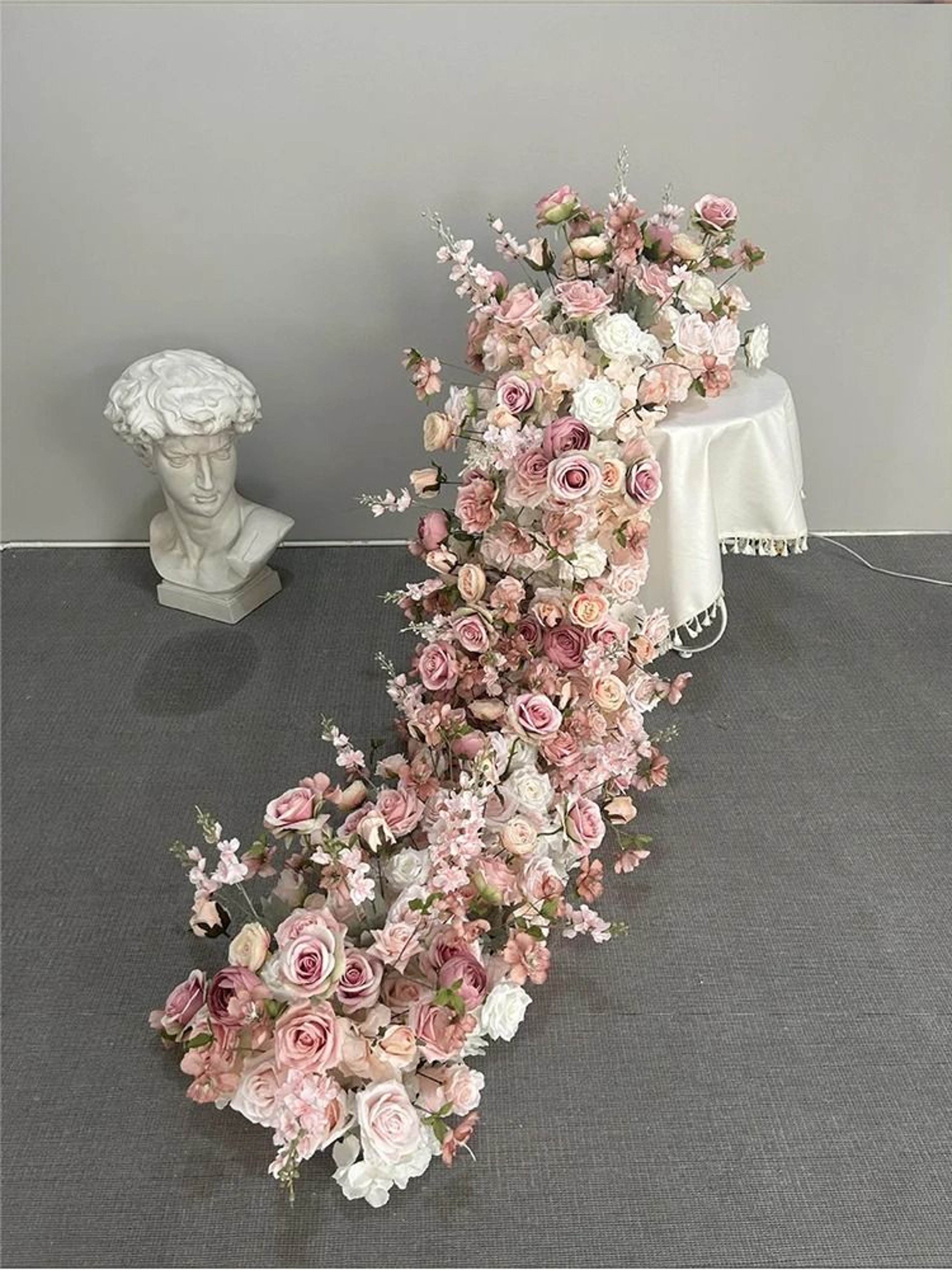 Pink Rose Large Flower Row Runner For Wedding Decor Floral Backdrop 6