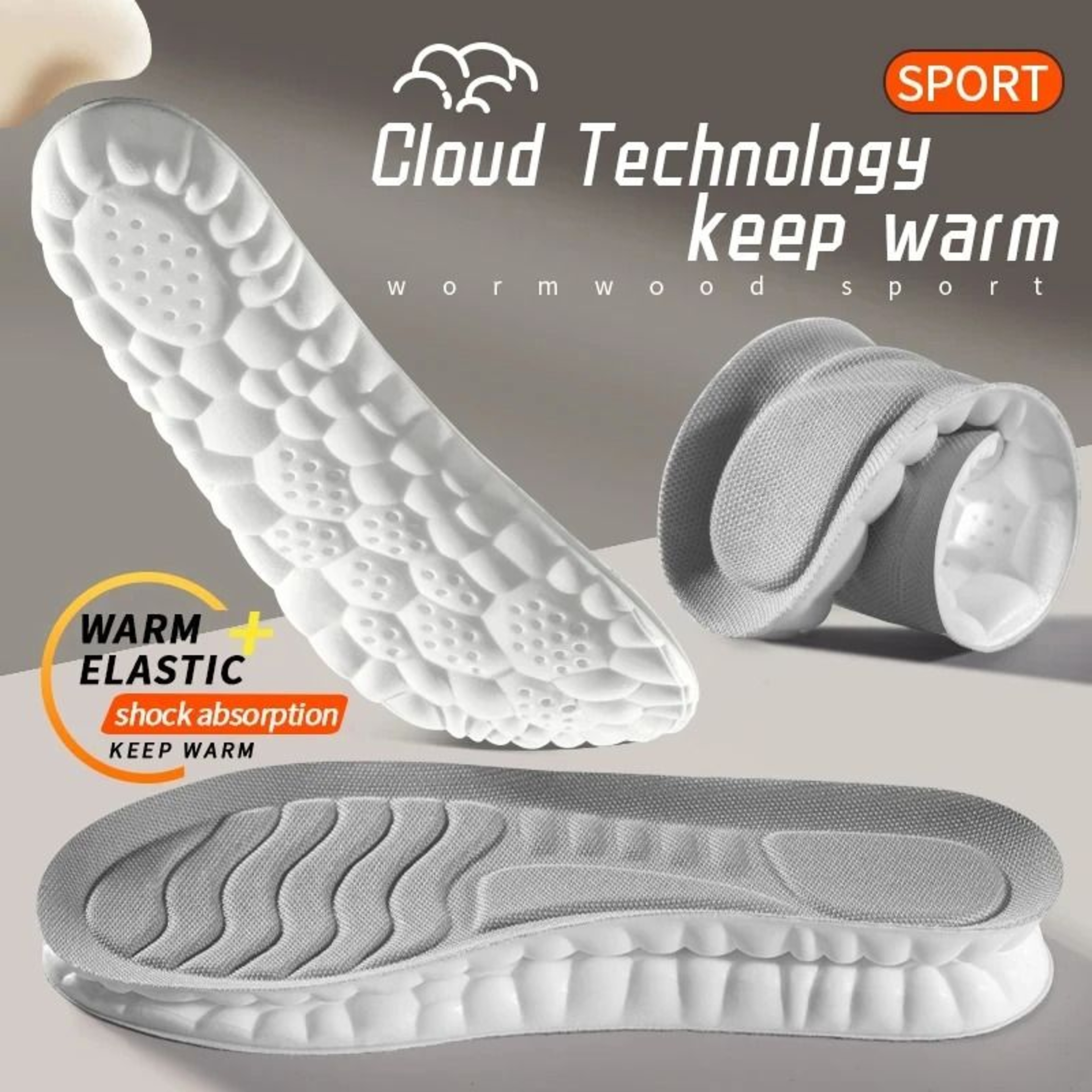 4D Cloud Technology Sports Insoles Soft Breathable Shock Absorption Cushion 8
