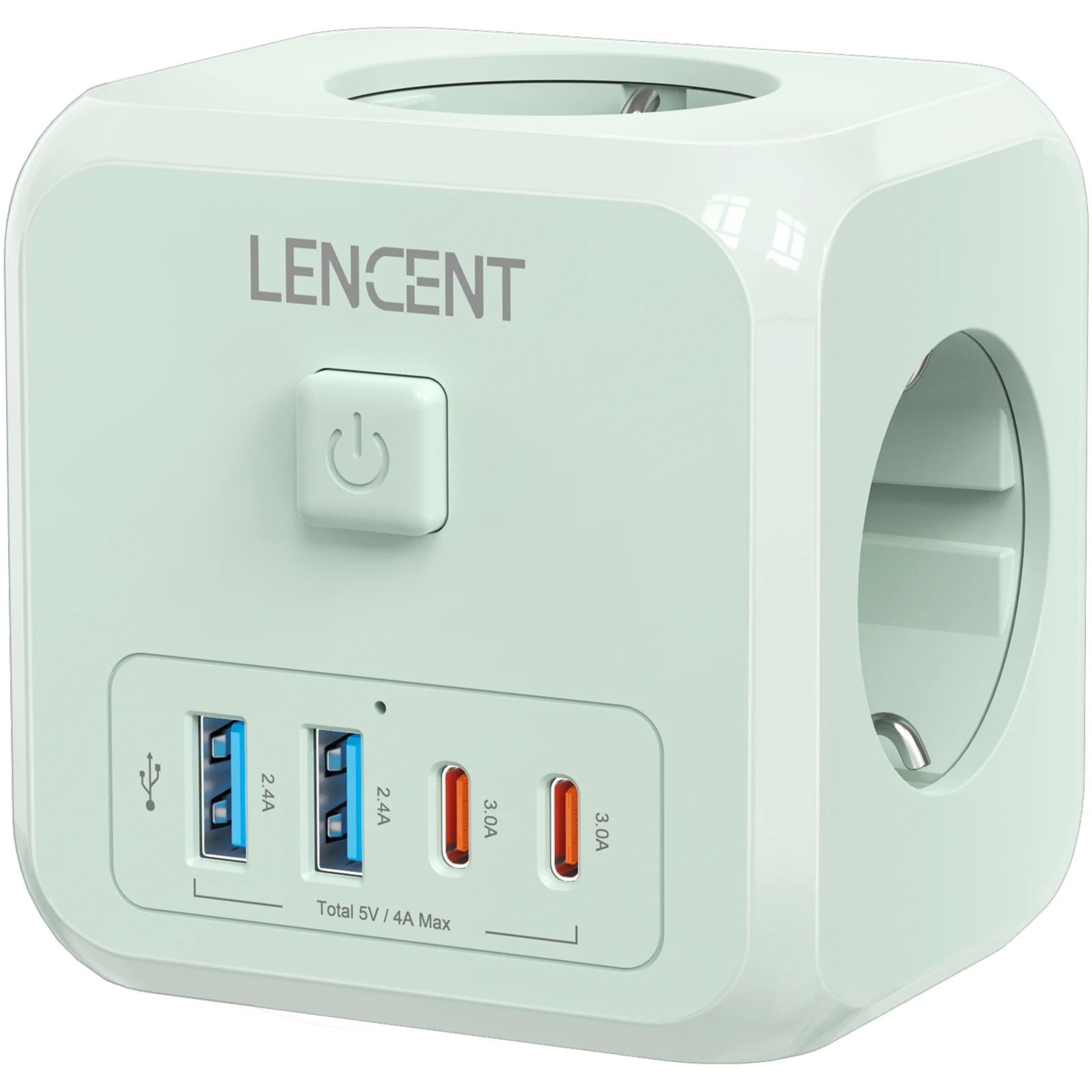 LENCENT EU Plug Power Strip With Three AC Outlets Three USB Ports And One USB C Adapter 11
