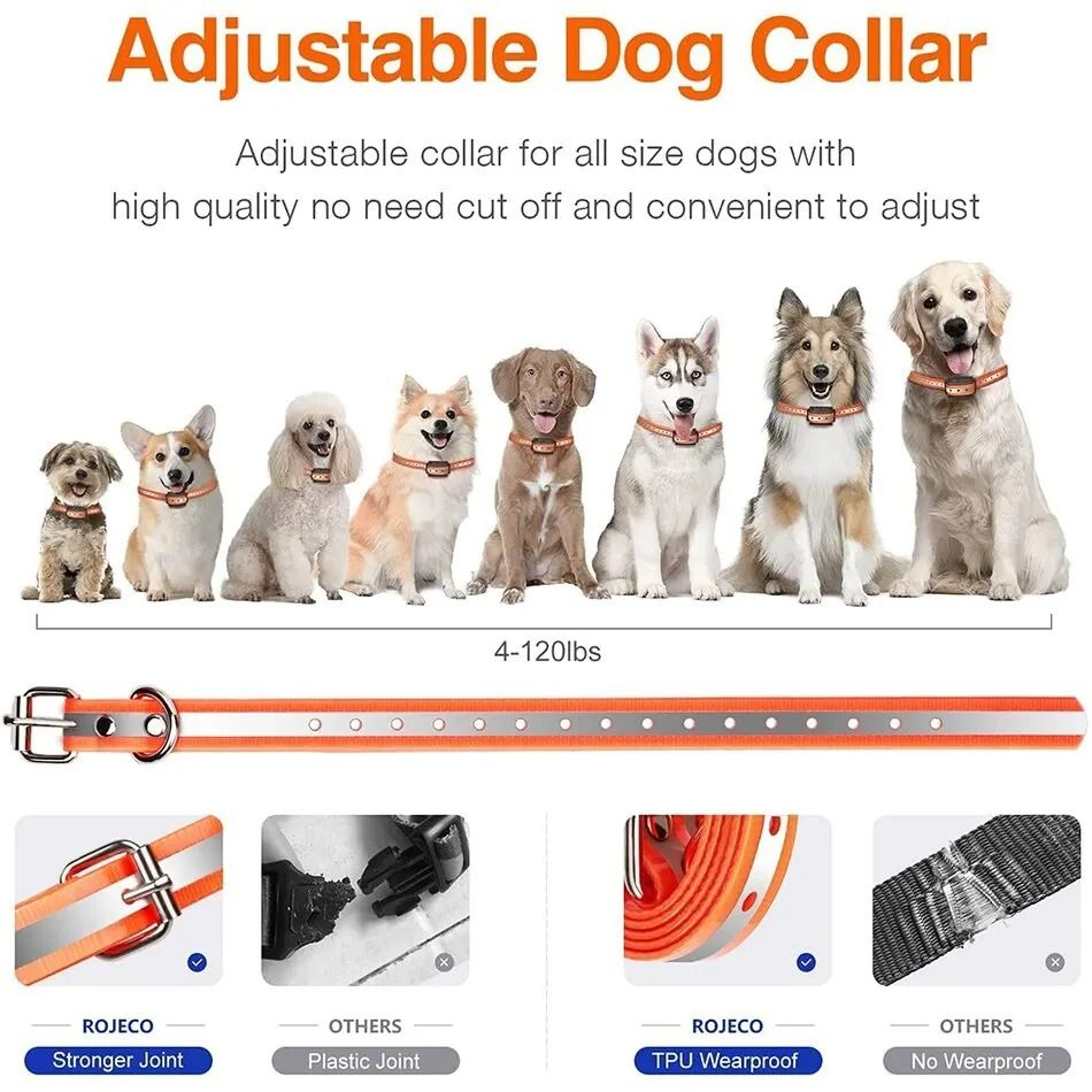 ROJECO 1000m Electric Dog Training Collar With Waterproof Remote 5