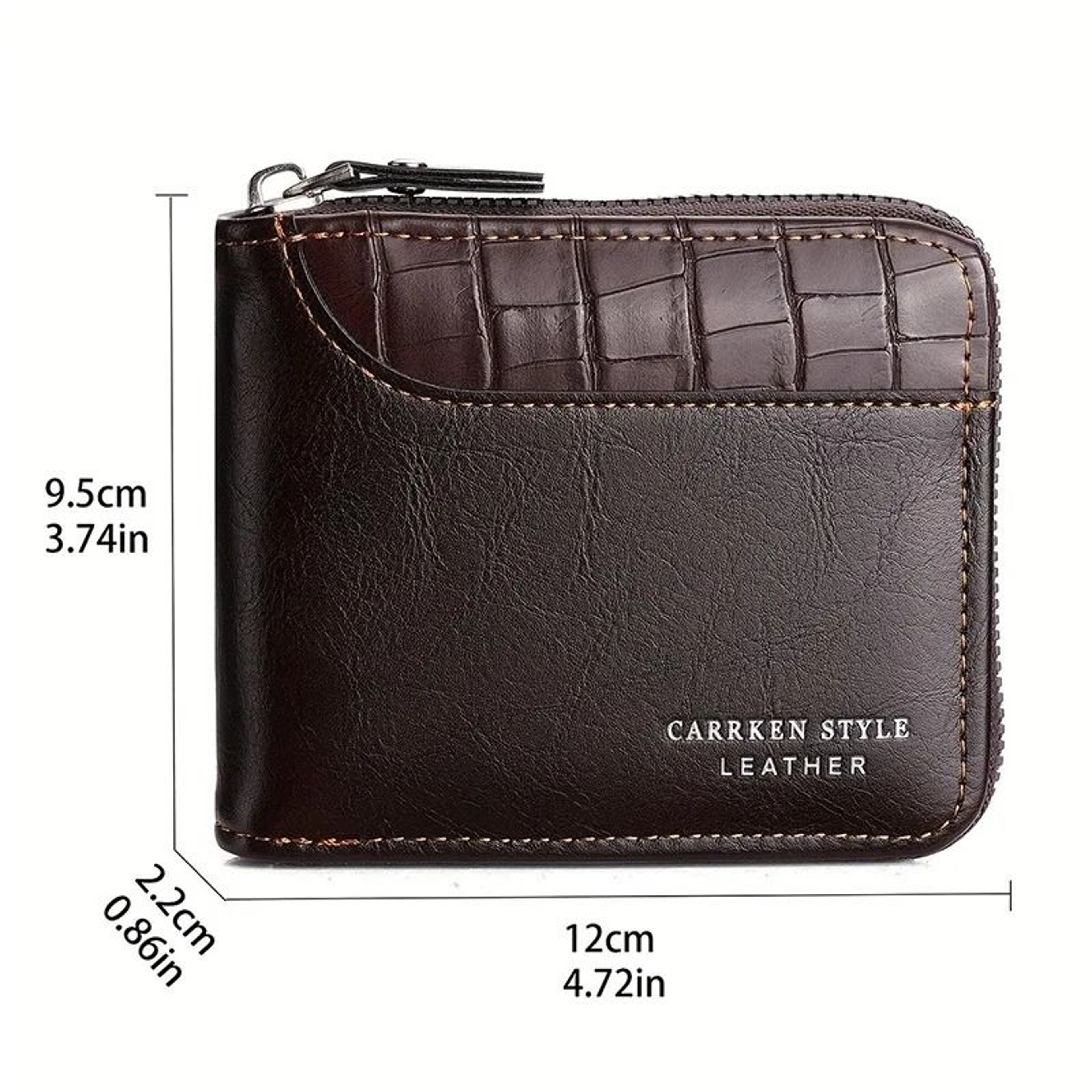 Luxury Leather RFID Mens Zipper Wallet With Coin Pocket 5
