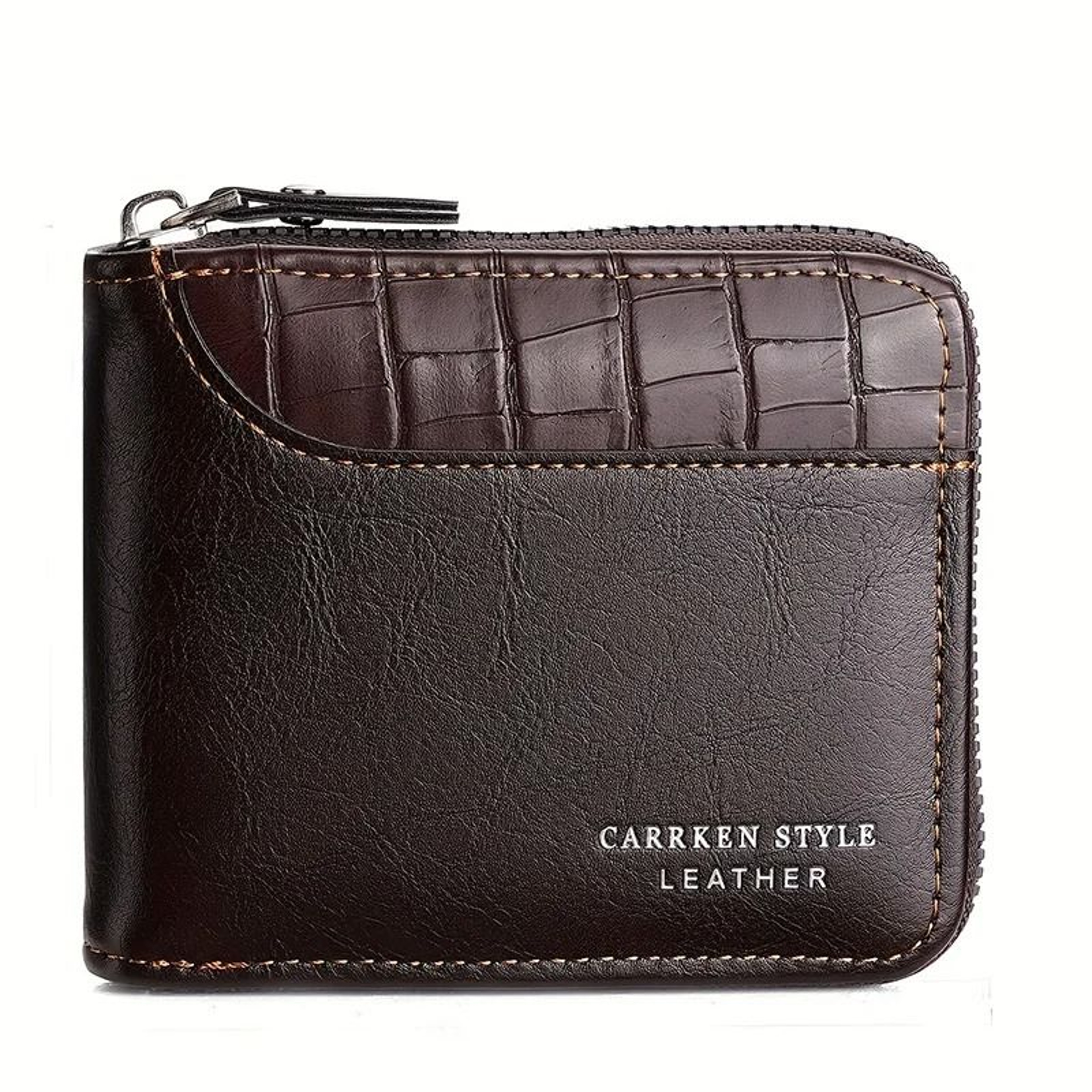 Luxury Leather RFID Mens Zipper Wallet With Coin Pocket 11