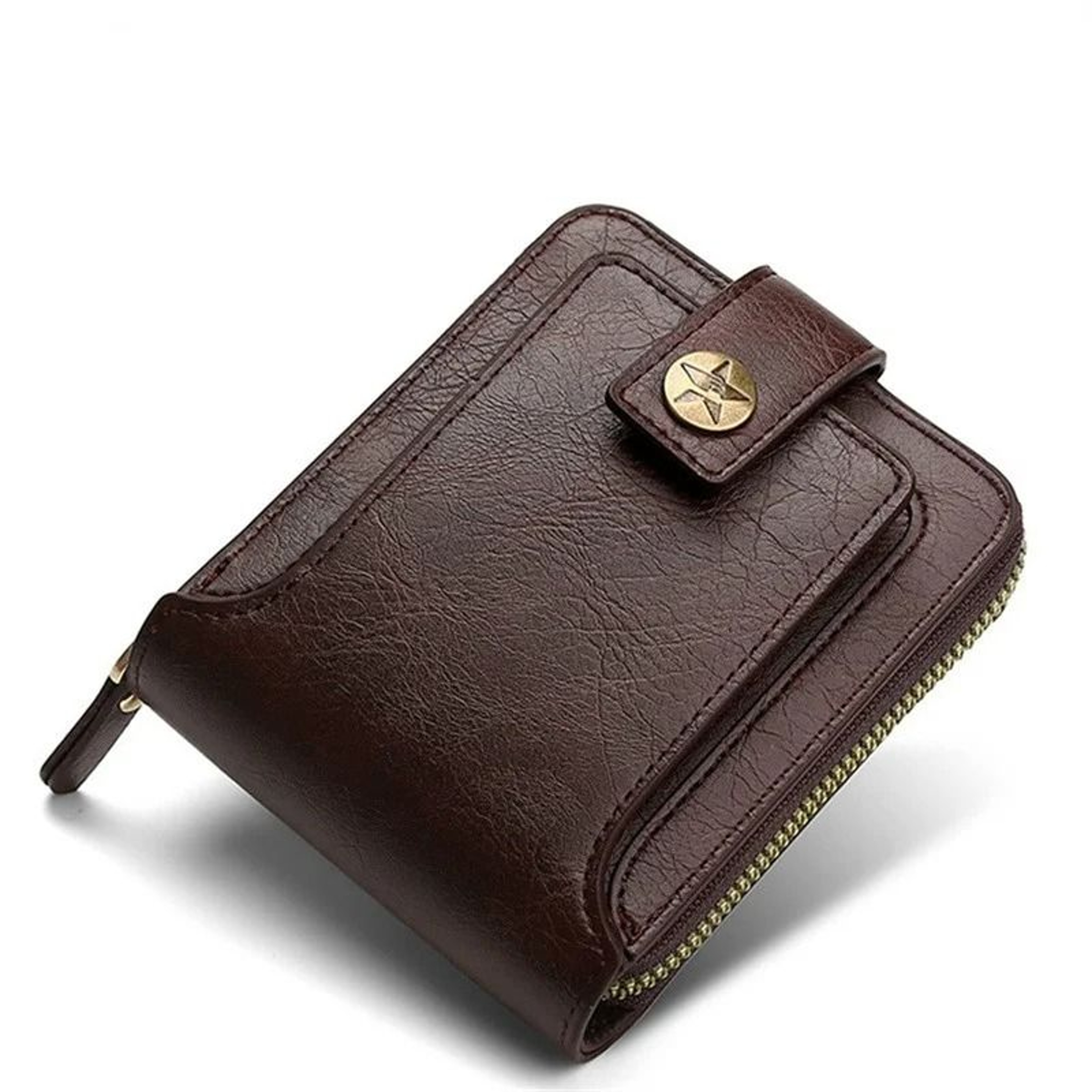 Luxury Leather RFID Mens Zipper Wallet With Coin Pocket 12