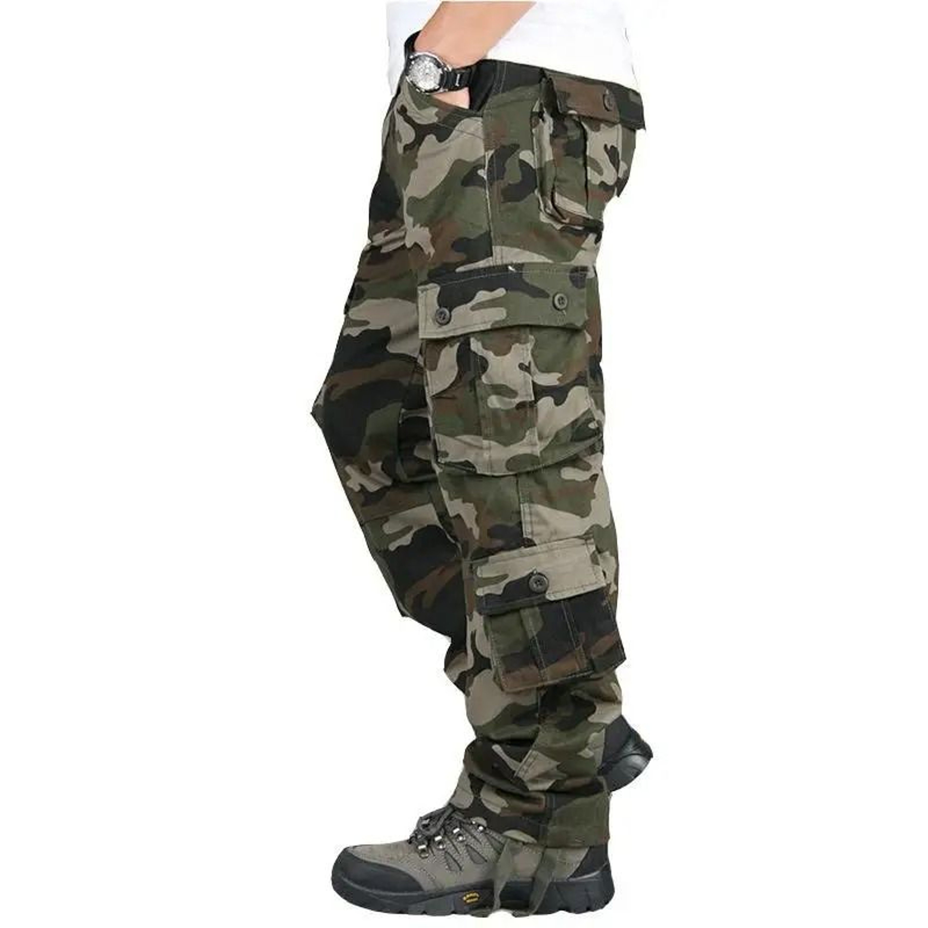 Men Tactical Cargo Pants Cotton Outdoor Work Trousers 15