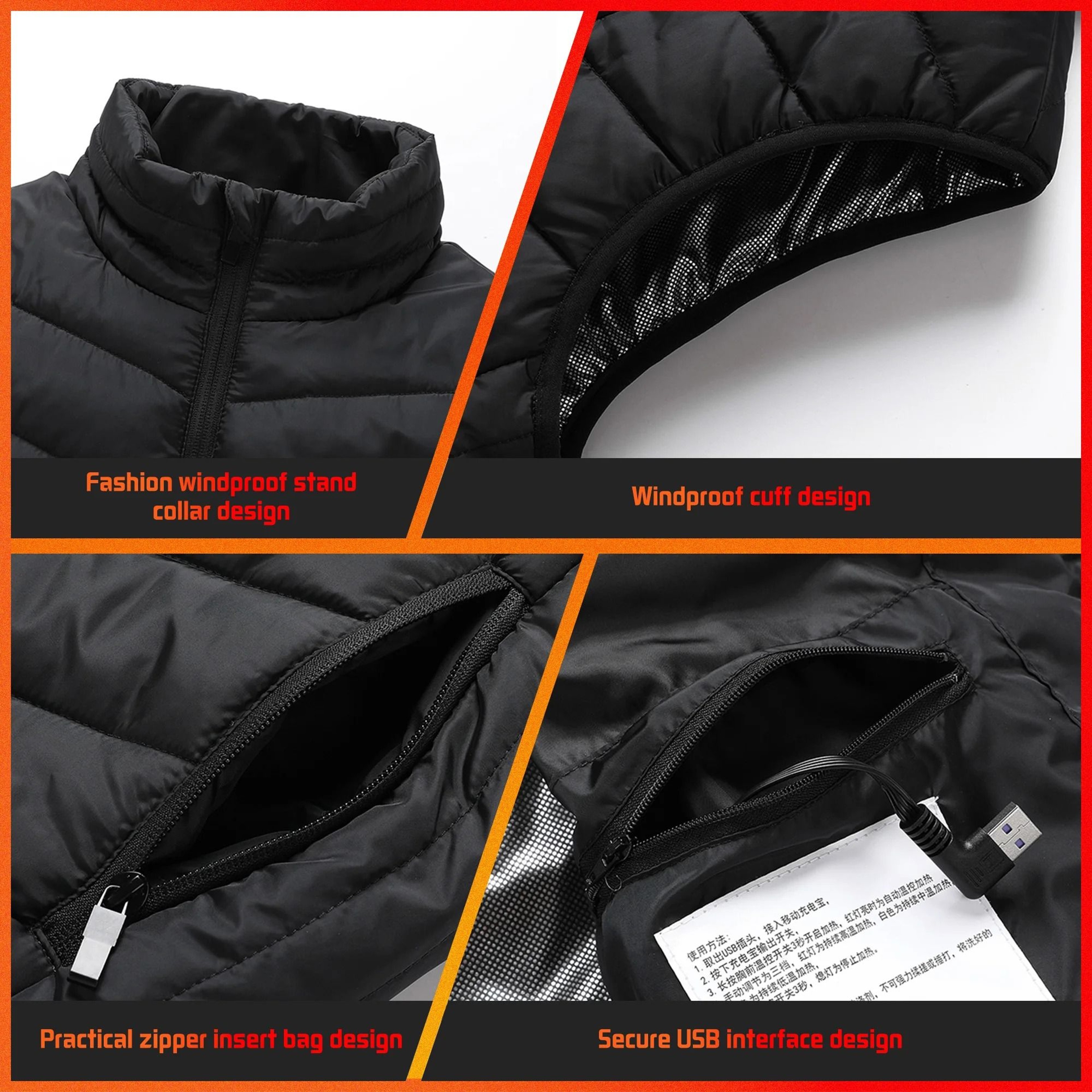 Heated Vest With 26 Heating Zones USB Powered Winter Thermal Jacket For Men And Women 4