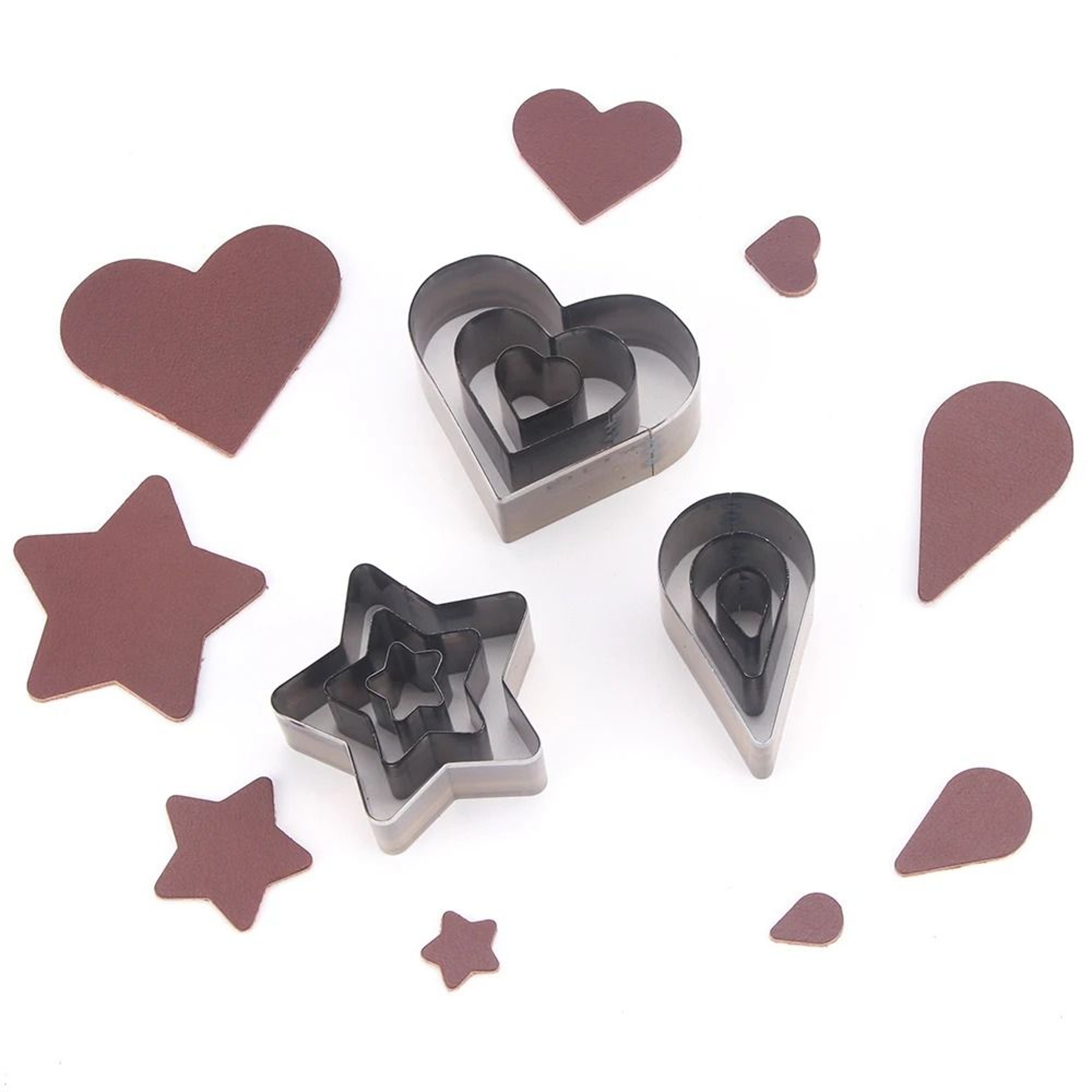 Manual Leather Craft Cutting Die Set 3 Piece Heart Shaped Punch Tool Kit 4